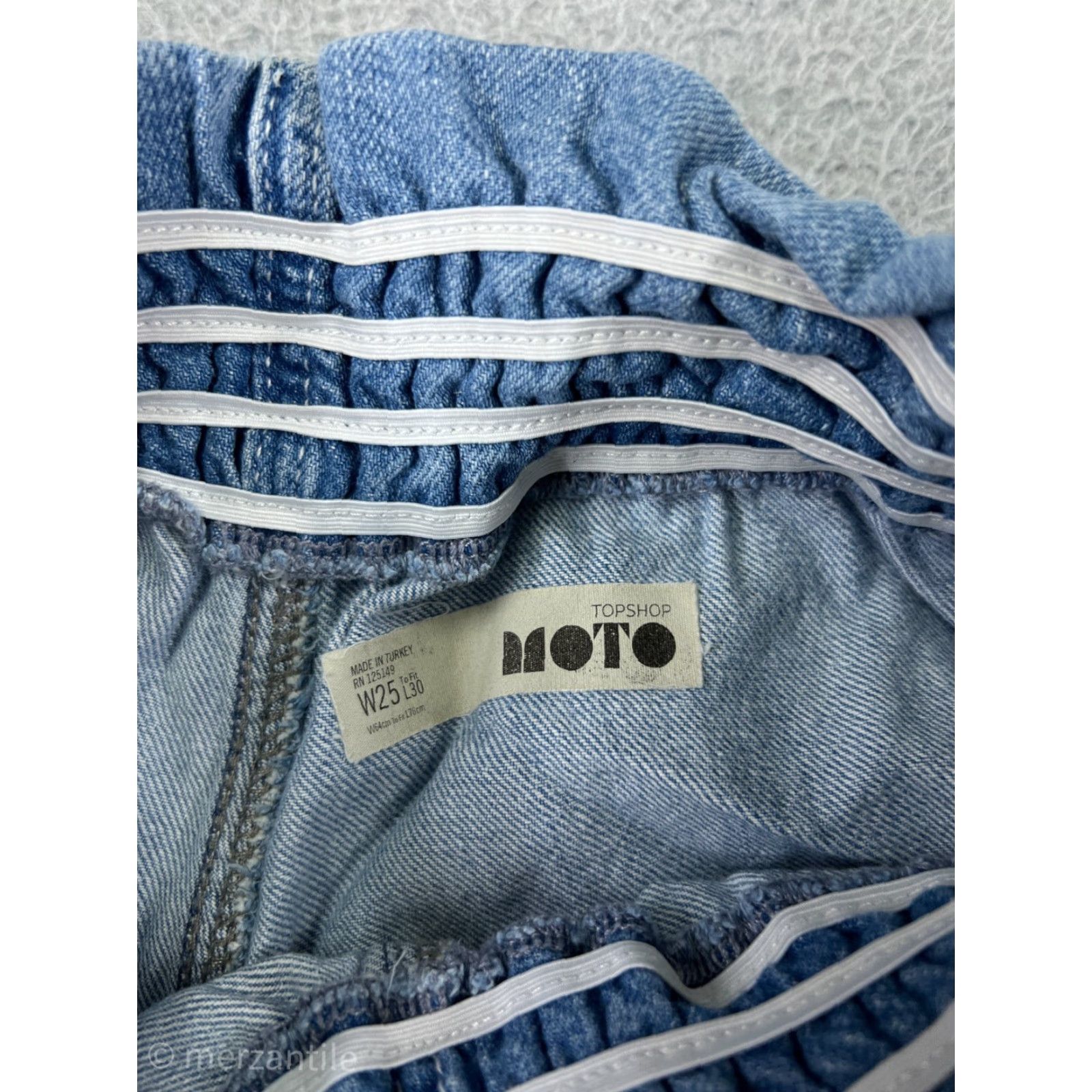 Topshop Top Shop Jeans Womens 25 Blue Denim Moto Wide-Leg Capri Elastic Waist Cott Size 4XL / US 24-26 - 4 Thumbnail