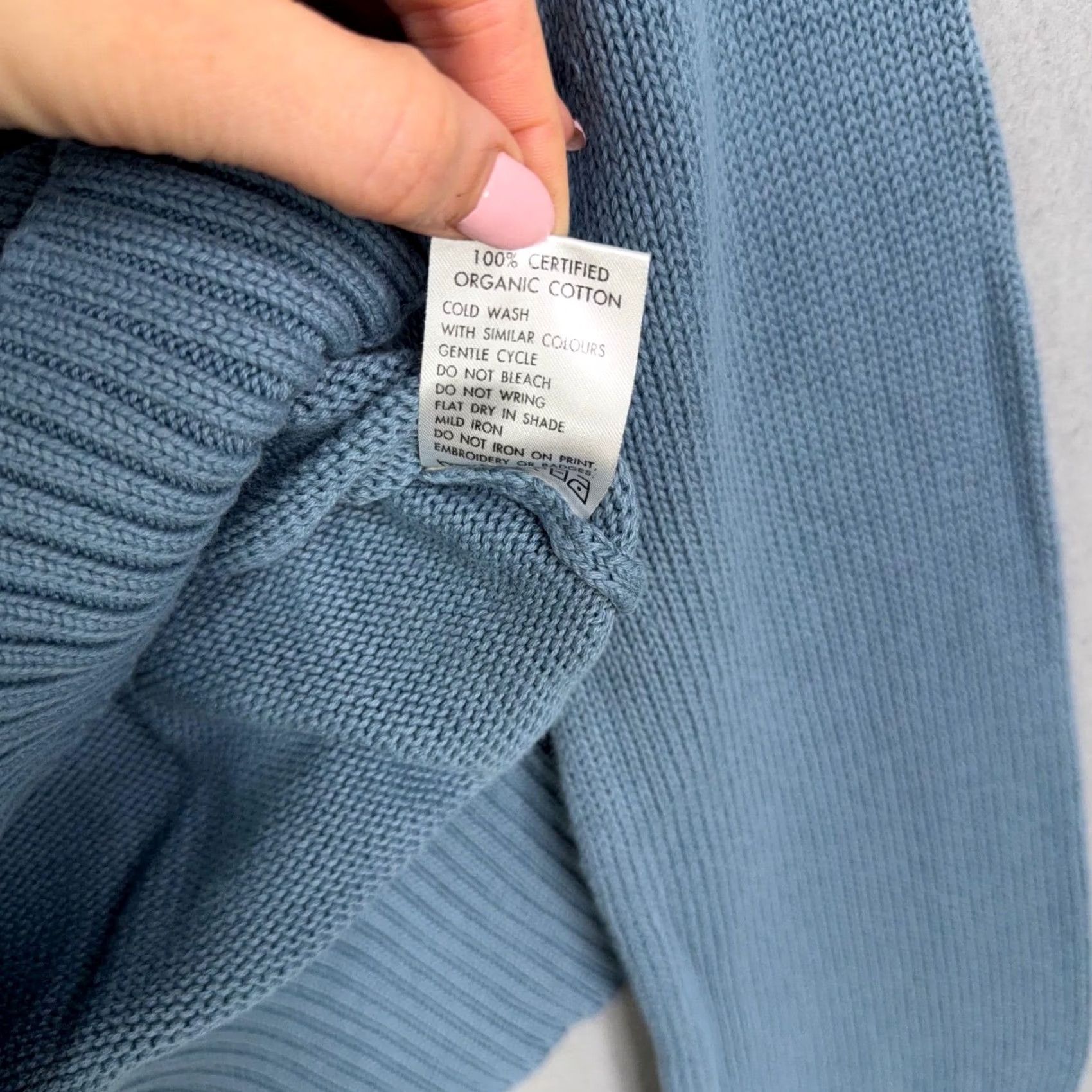 Vintage ABLE Blue Raglan Knit Sweater Womens XXS Crew Neck Casual Pullover Knit All Seasons Space: 100% Organic Cotton Size XS / US 0-2 / IT 36-38 - 6 Thumbnail