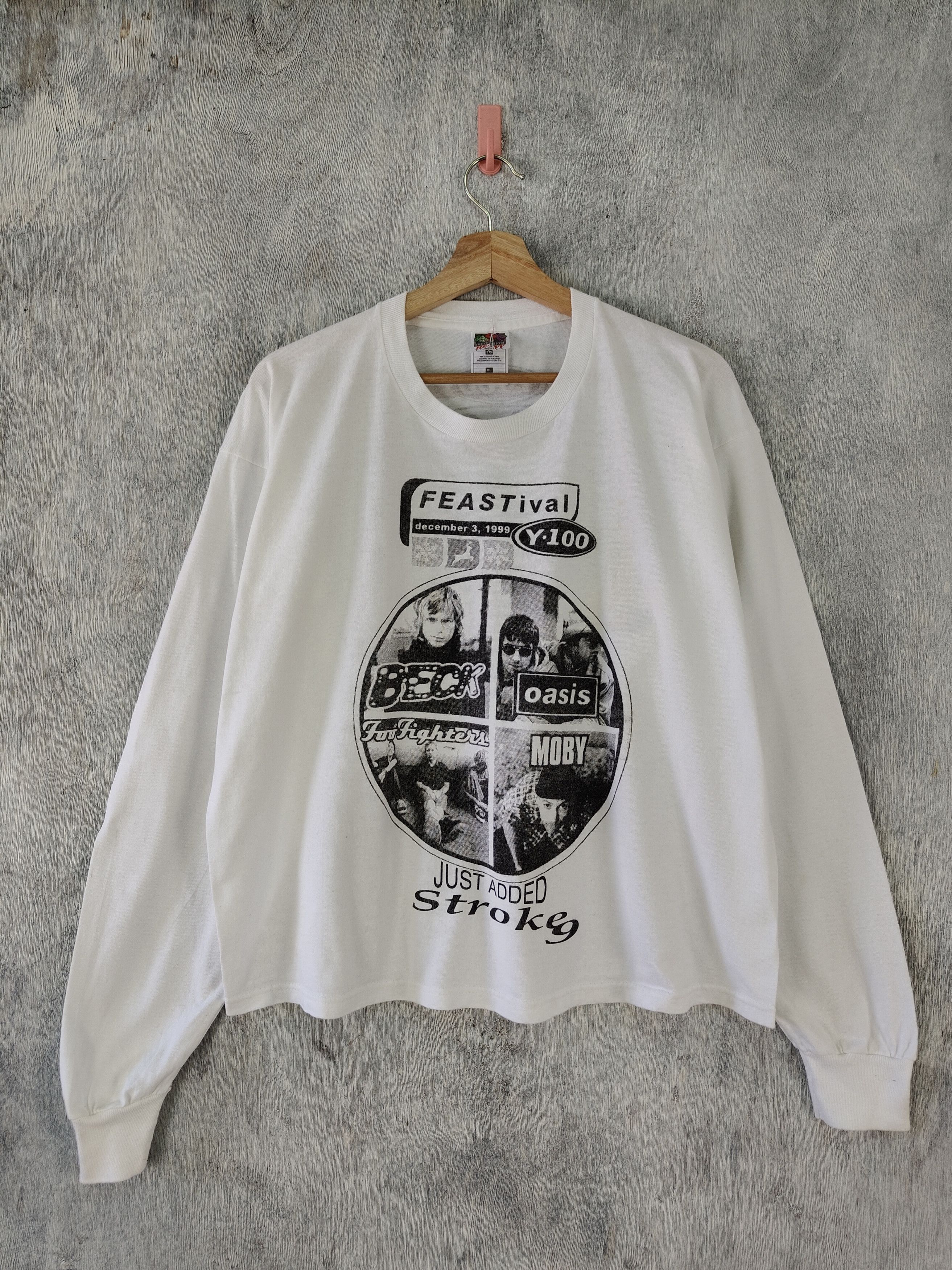 image of Band Tees x Vintage 1999 Feastival Rock Band Foo Fighters Beck in White, Men's (Size XL)