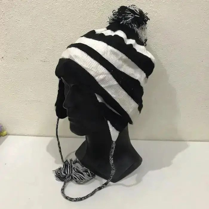 Japanese Brand Japanese Brand Stripe Jail Earflap Beanie Hat Size ONE SIZE - 2 Thumbnail