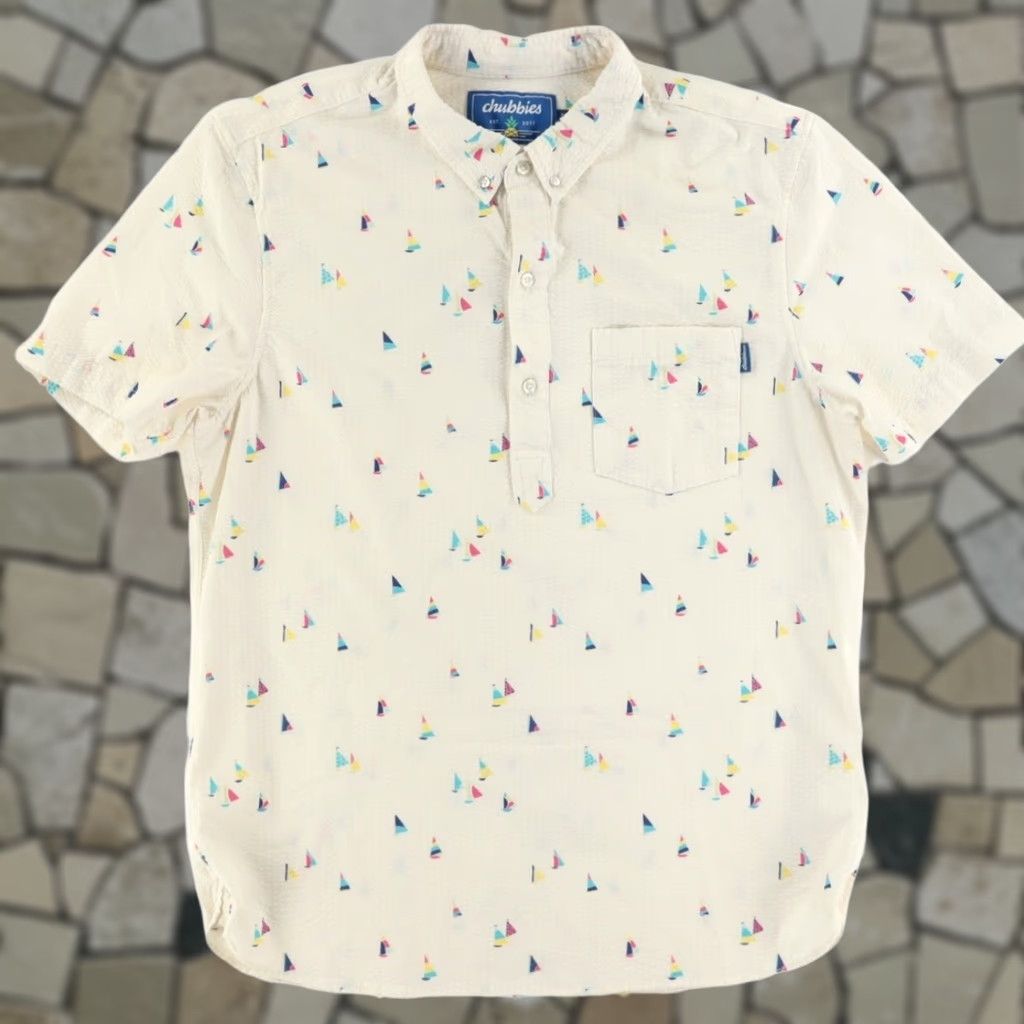 Chubbies Chubbies Polo Shirt Seersucker Sailboat Bone XL Men Size US XL / EU 56 / 4 - 1 Thumbnail
