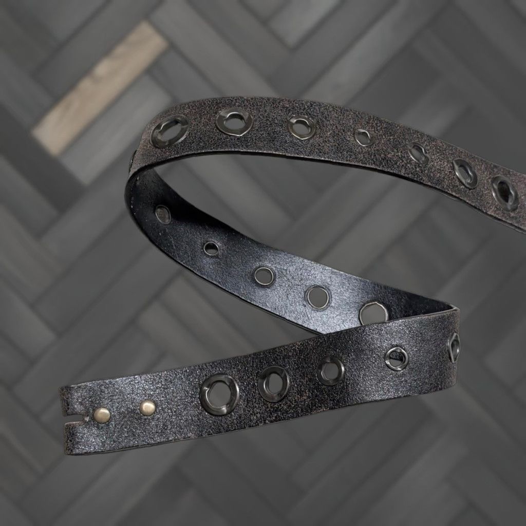 Hot Topic VINTAGE brown leather belt RIVTED studded western belt buckle 32 Men Size 32 - 1 Thumbnail