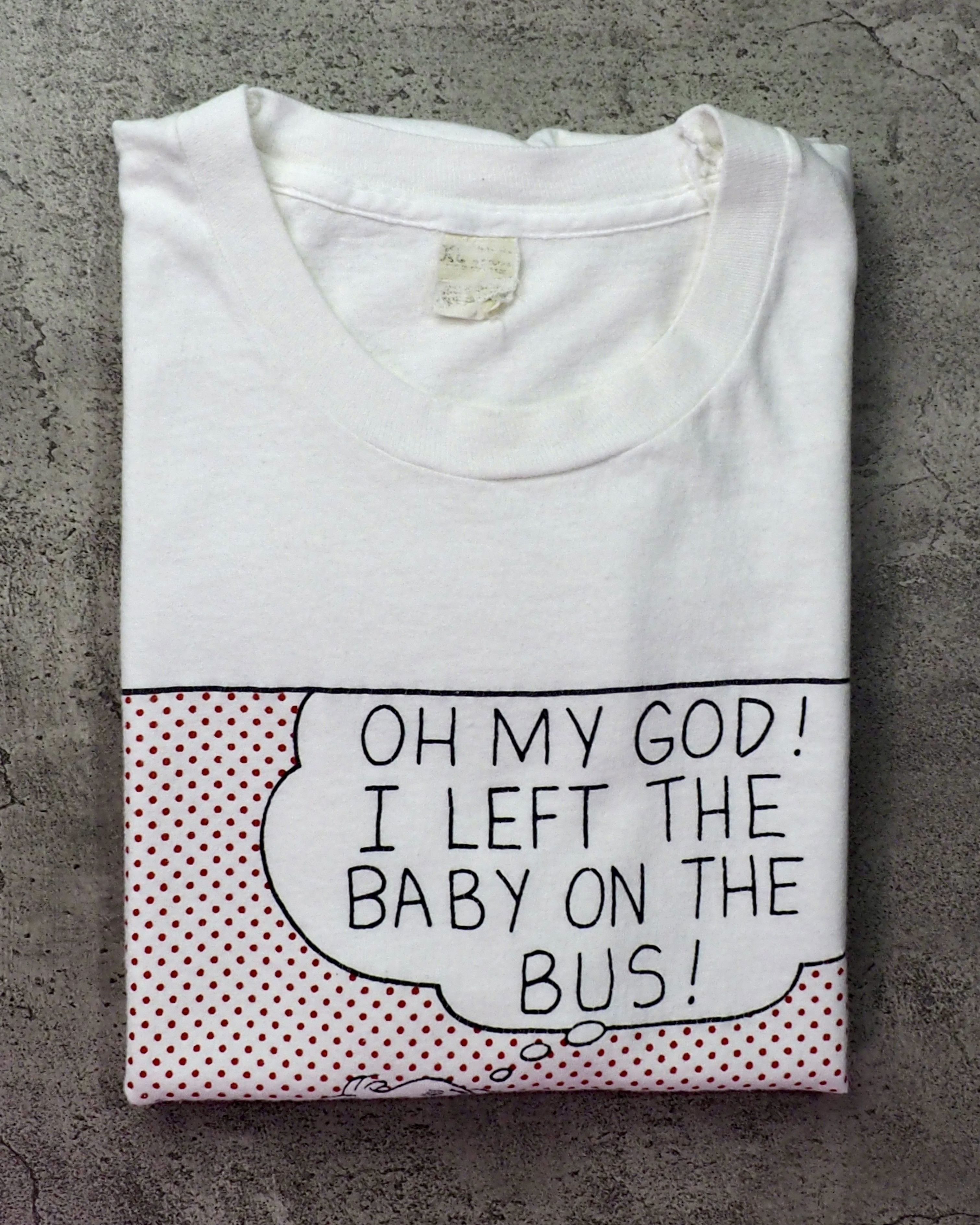 Vintage Vintage 1980s "I Left The Baby On The Bus" Pop Art Shirt XL Size US XL / EU 56 / 4 - 6 Thumbnail