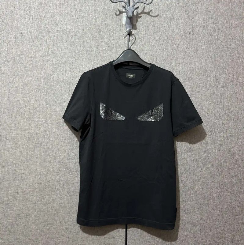 Fendi Fendi Black Cotton Monster Embroidered T-Shirt 0089 Size US M / EU 48-50 / 2 - 1 Thumbnail