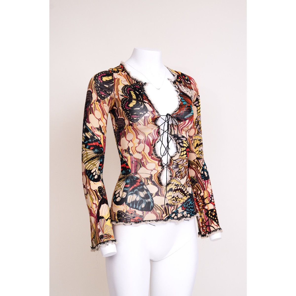 Jean Paul Gaultier Jean Paul Gaultier Butterfly Tie-Up Mesh Long Sleeve Top Size S / US 4 / IT 40 - 3 Thumbnail