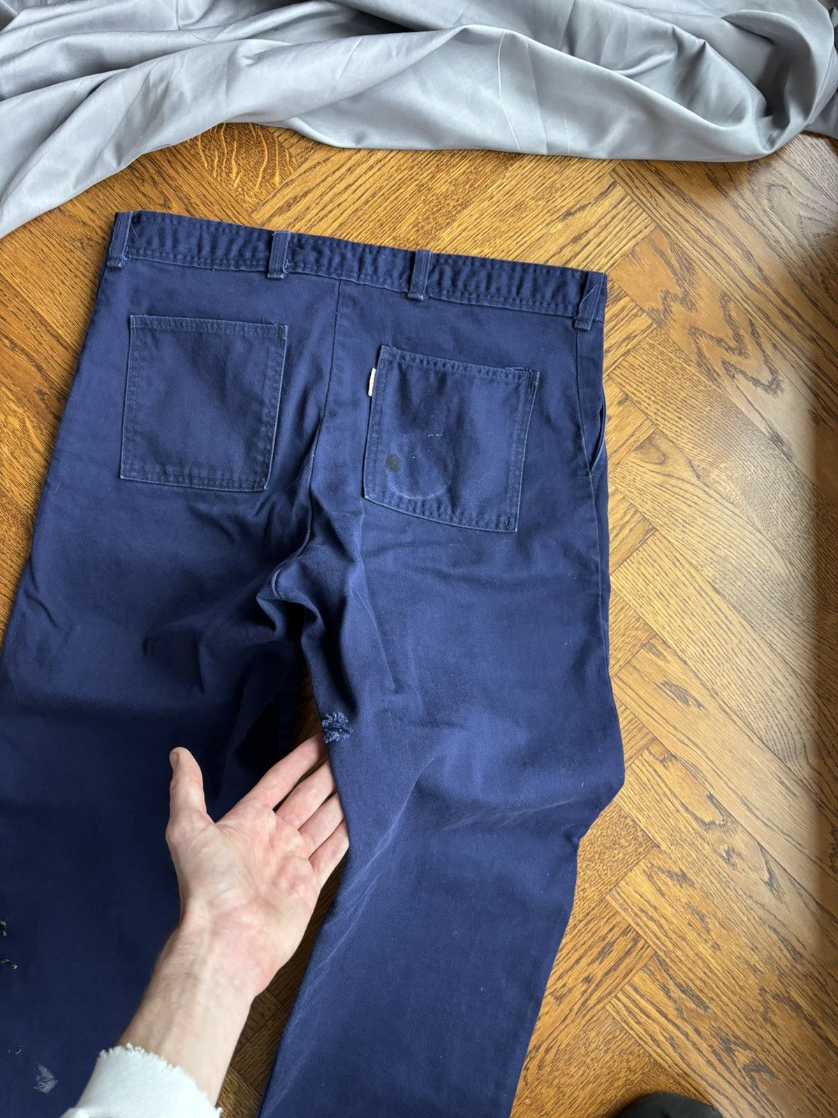 Carhartt × Vintage Vintage Bleu de Travail Work Pant Quebec Fleur Lys Stamped Size US 37 - 10 Thumbnail