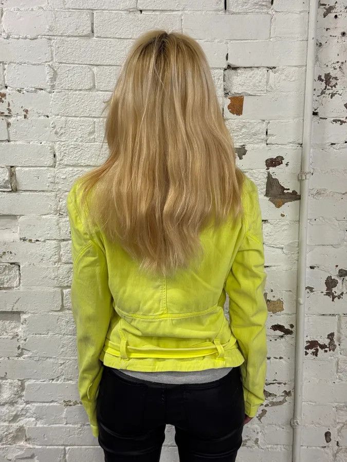 Versace Versace Provocative Yellow Asymmetric Zip Biker Jacket Size S / US 4 / IT 40 - 2 Thumbnail