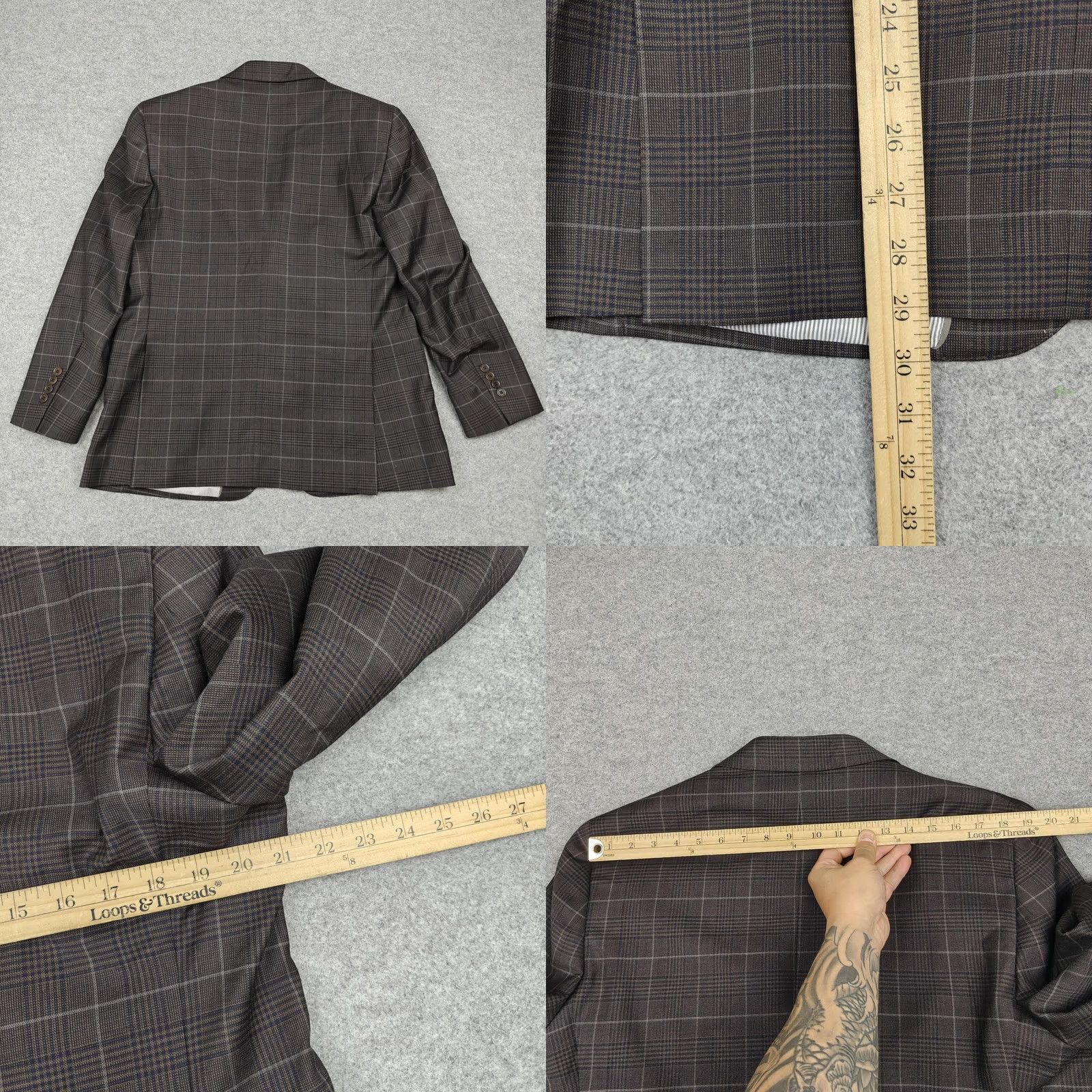 Brooks Brothers Brooks Brothers Blazer Mens 42S Brown Plaid Wool Stretch Sport Coat Jacket Size 42R - 8 Thumbnail