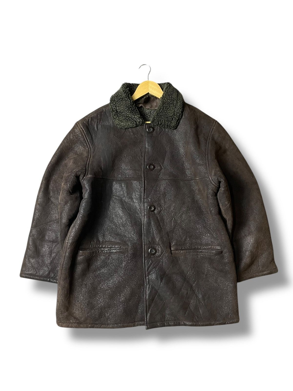 Japanese Brand × Vintage LONLO Brand Double Pocket Shearling Leather Coat (112) Size US L / EU 52-54 / 3 - 1 Thumbnail