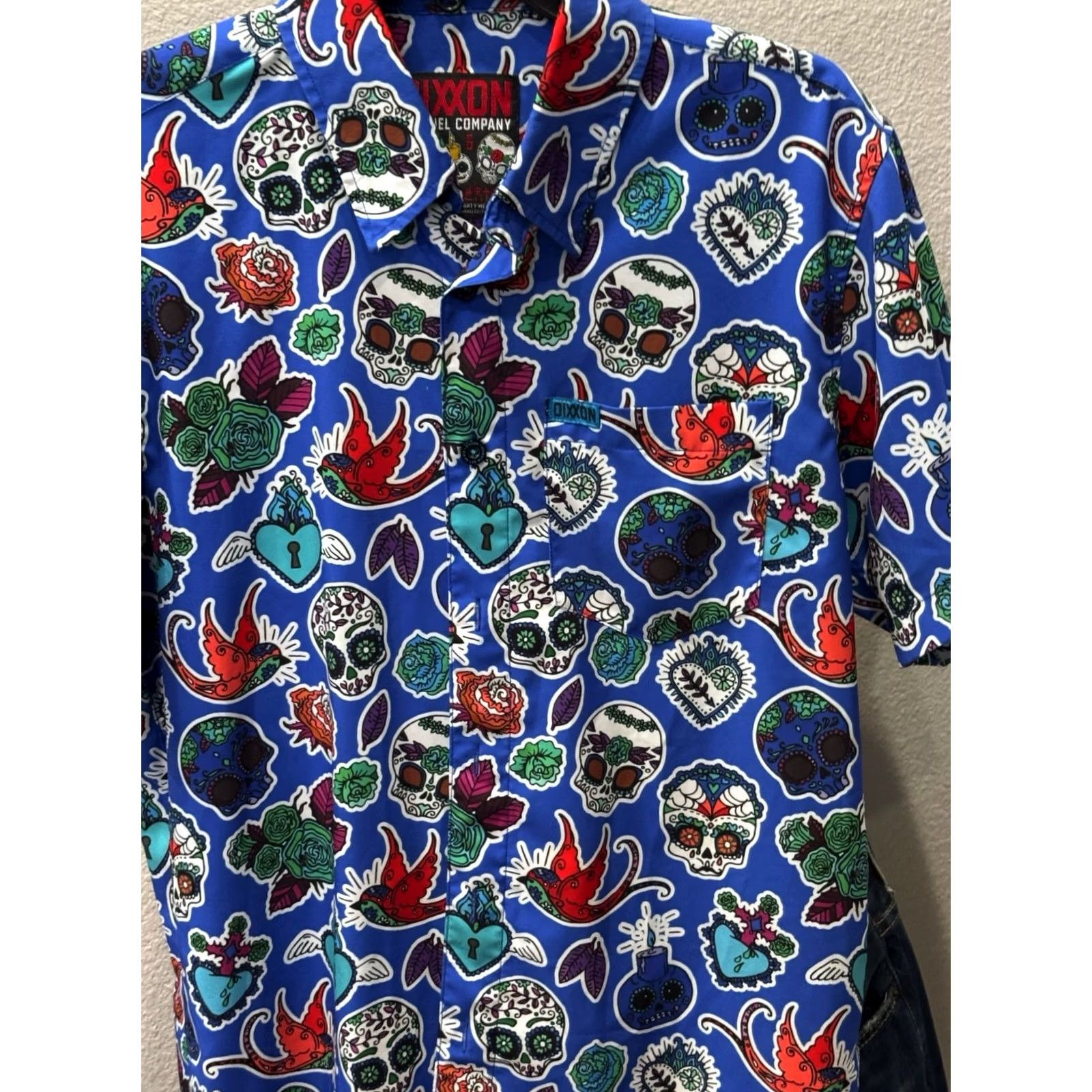 Vintage Dixxon Flanel Los Muertos Skull SHORT SLEEVE BUTTON UP SHIRT Small s Size US S / EU 44-46 / 1 - 3 Thumbnail