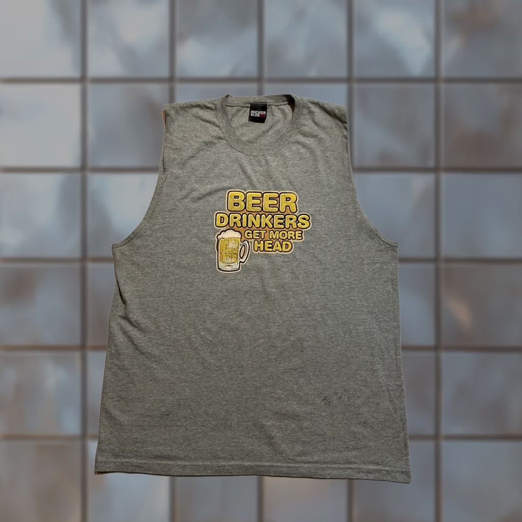 Anchor Blue VINTAGE Anchor Blue Beer Drinkers Get More Head Graphic Tank Top T-Shirt XL Gray Men Mens Regular 2000s Y2K Size US XL / EU 56 / 4 - 1 Thumbnail