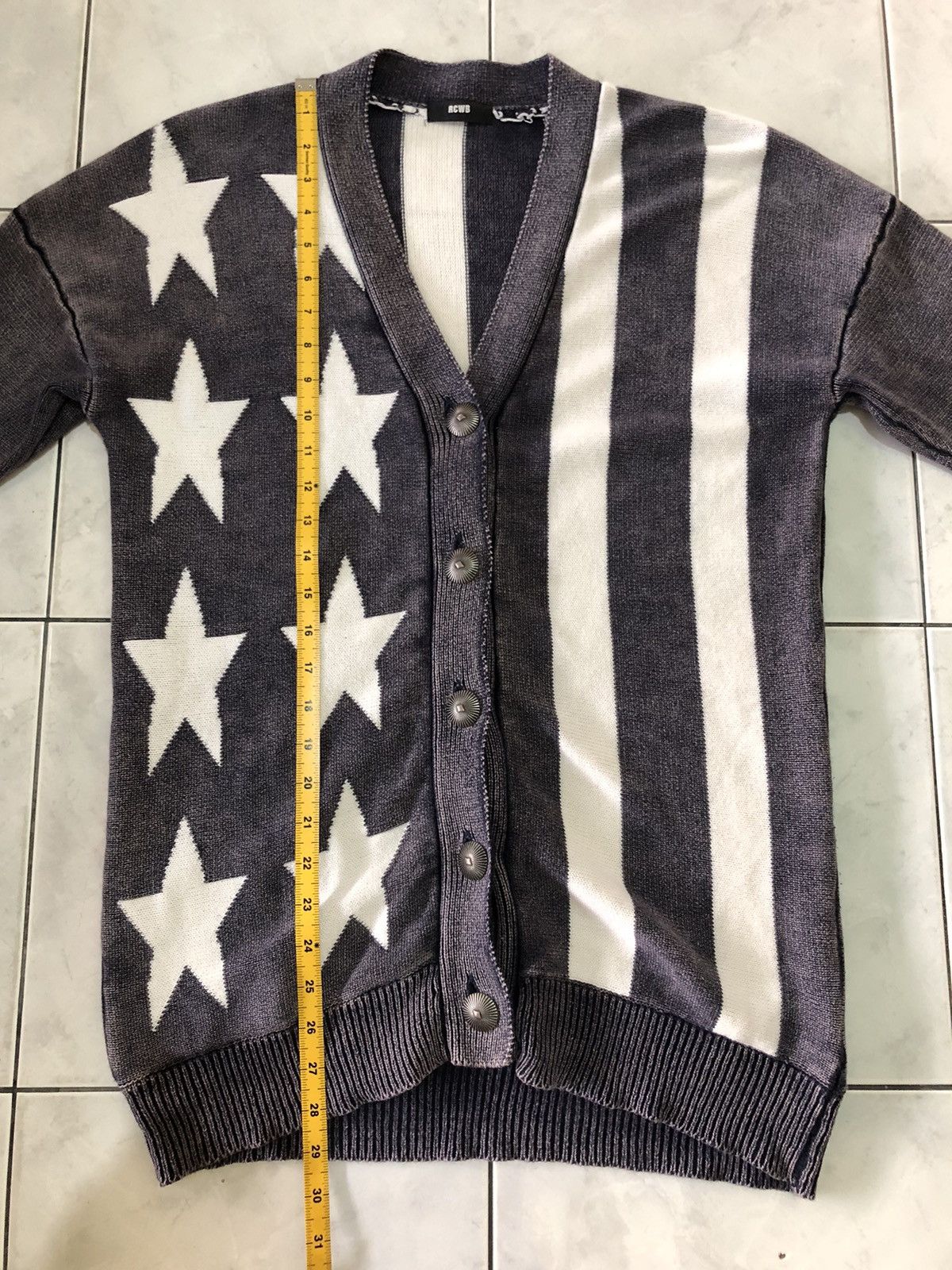 Japanese Brand Rodeo Crowns Japanese Free Size Knit Cardigan Stars Stripes Size US M / EU 48-50 / 2 - 19 Thumbnail