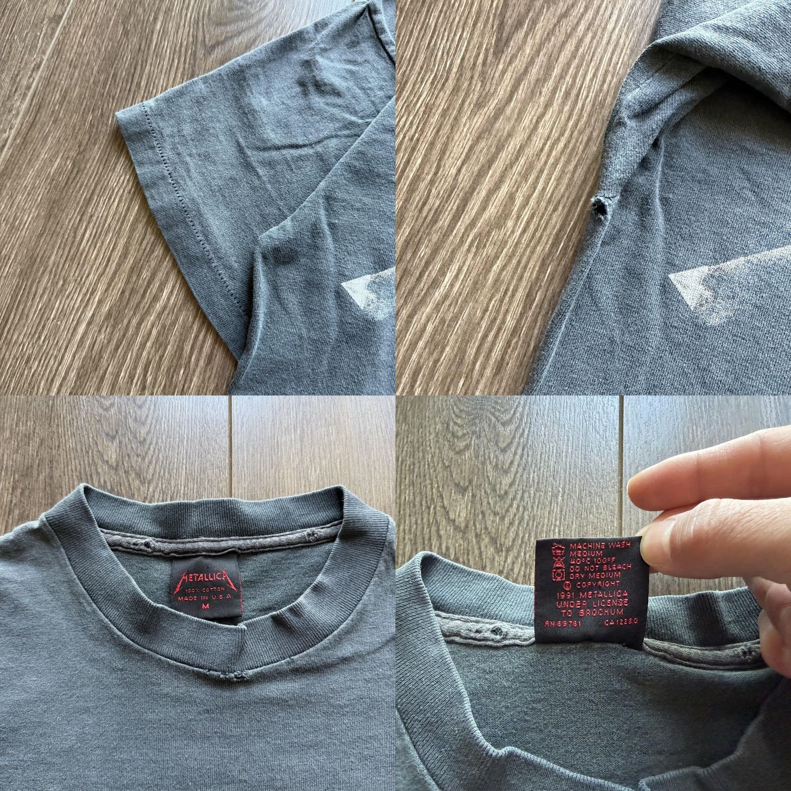 Vintage VINTAGE Metallica Shirt M Gray 1991 Tour Brockum Band Tee Mens Medium Short Sleeve Graphic Print Crew Neck Rock Music 90s Size US M / EU 48-50 / 2 - 8 Thumbnail
