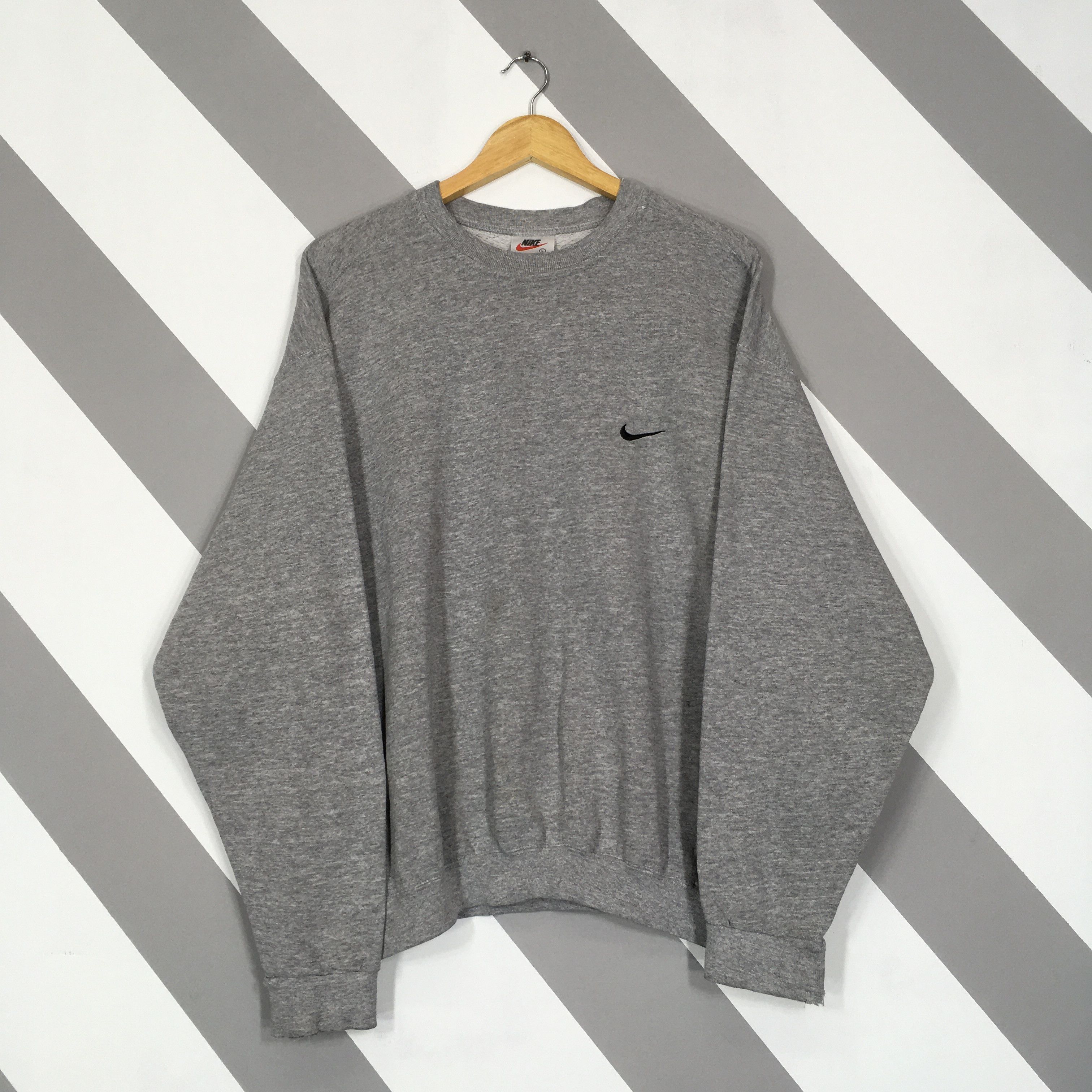 Vintage 90s Nike Swoosh Gray Sweatshirt Large