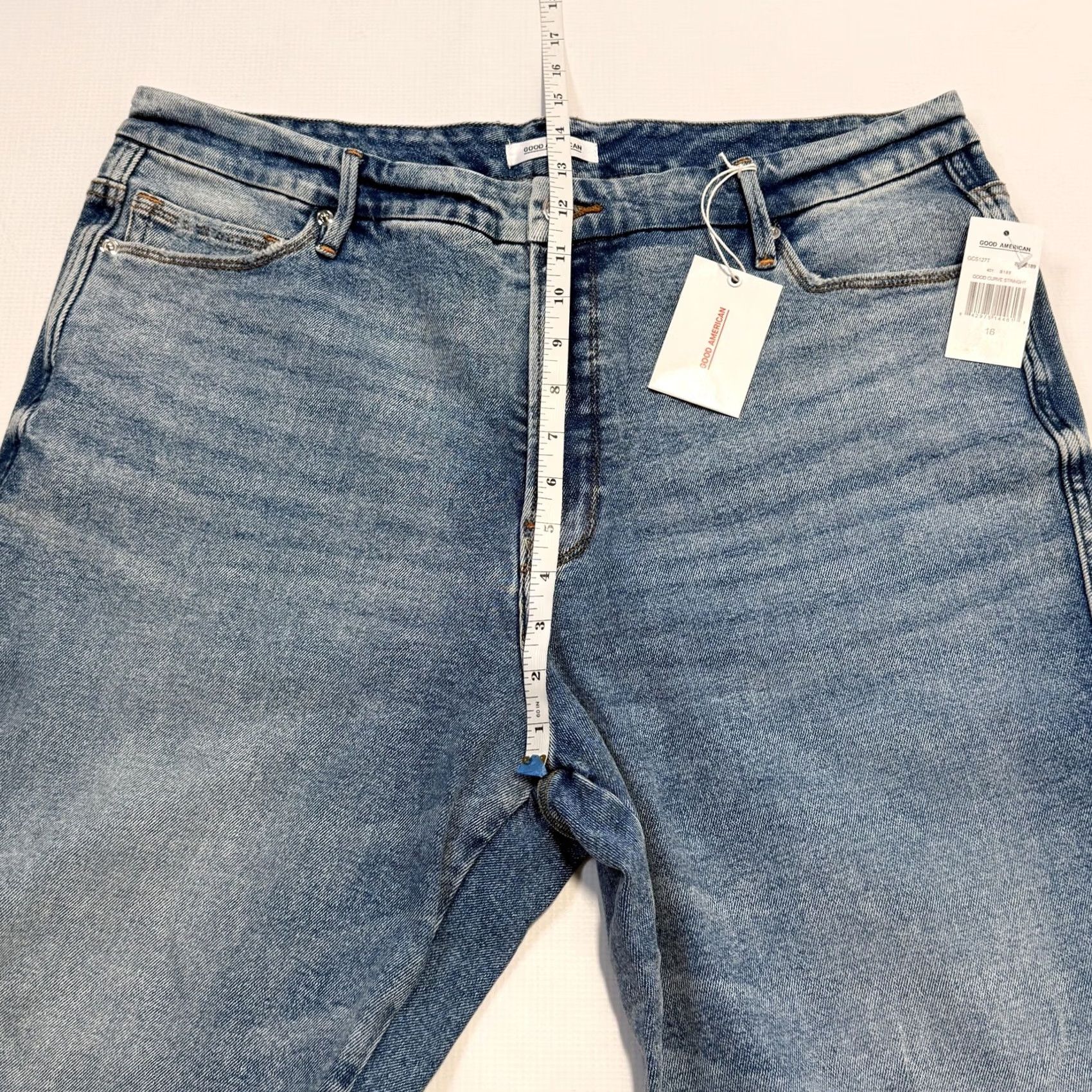 Good American Good American Jeans Womens 16 Blue High Rise Good Curve Straight Distressed Denim Jeans Regular Rise Womens Bursts of Distressed Jeans 16 Boys? Size 38" / US 16 / IT 52 - 5 Thumbnail