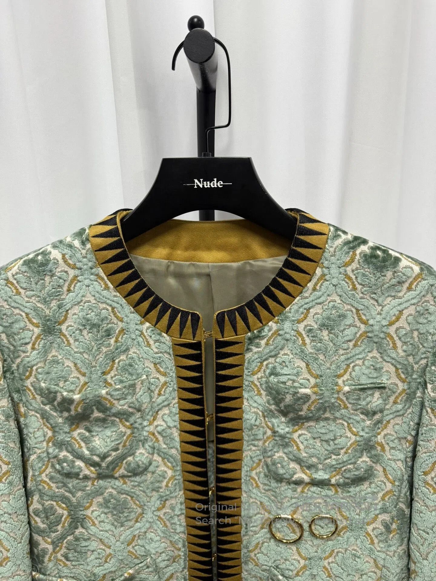Comme des Garcons velvety jacquard jacket with zigzag detailing. Size US M / EU 48-50 / 2 - 3 Thumbnail