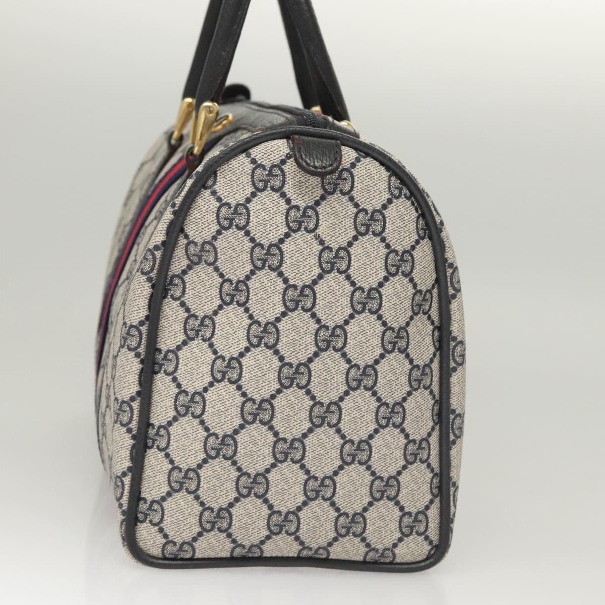Gucci GUCCI GG Supreme Sherry Line Hand Bag Pvc Navy Gold Red 378 Size ONE SIZE - 4 Thumbnail