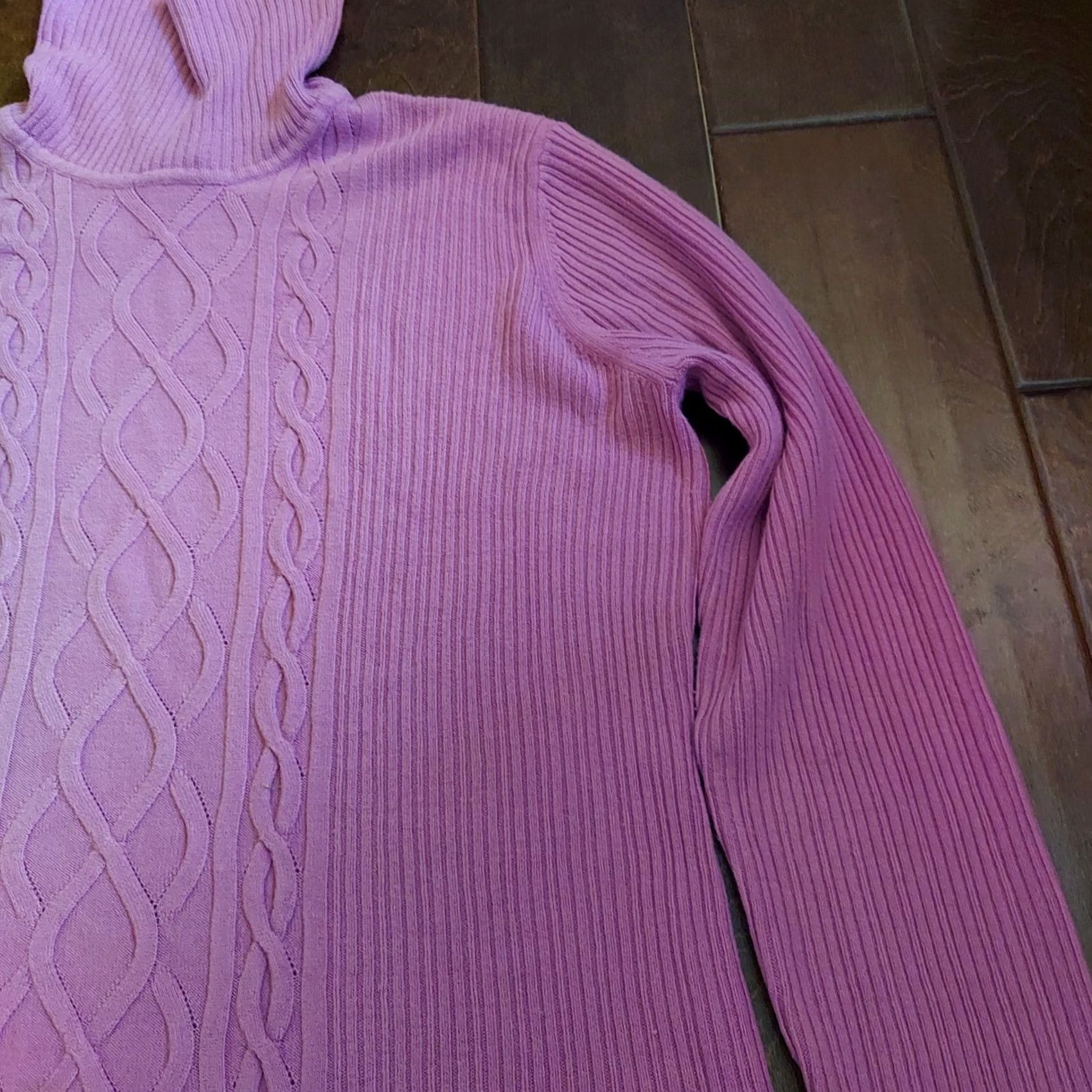 Vintage Requirements Purple Knitted Pattern Long Sleeve Turtleneck Sweater XL Women's Pullover, Breathable Acrylic, Winter/Fall, Casual/Work/Travel, XO Size XL / US 12-14 / IT 48-50 - 6 Thumbnail