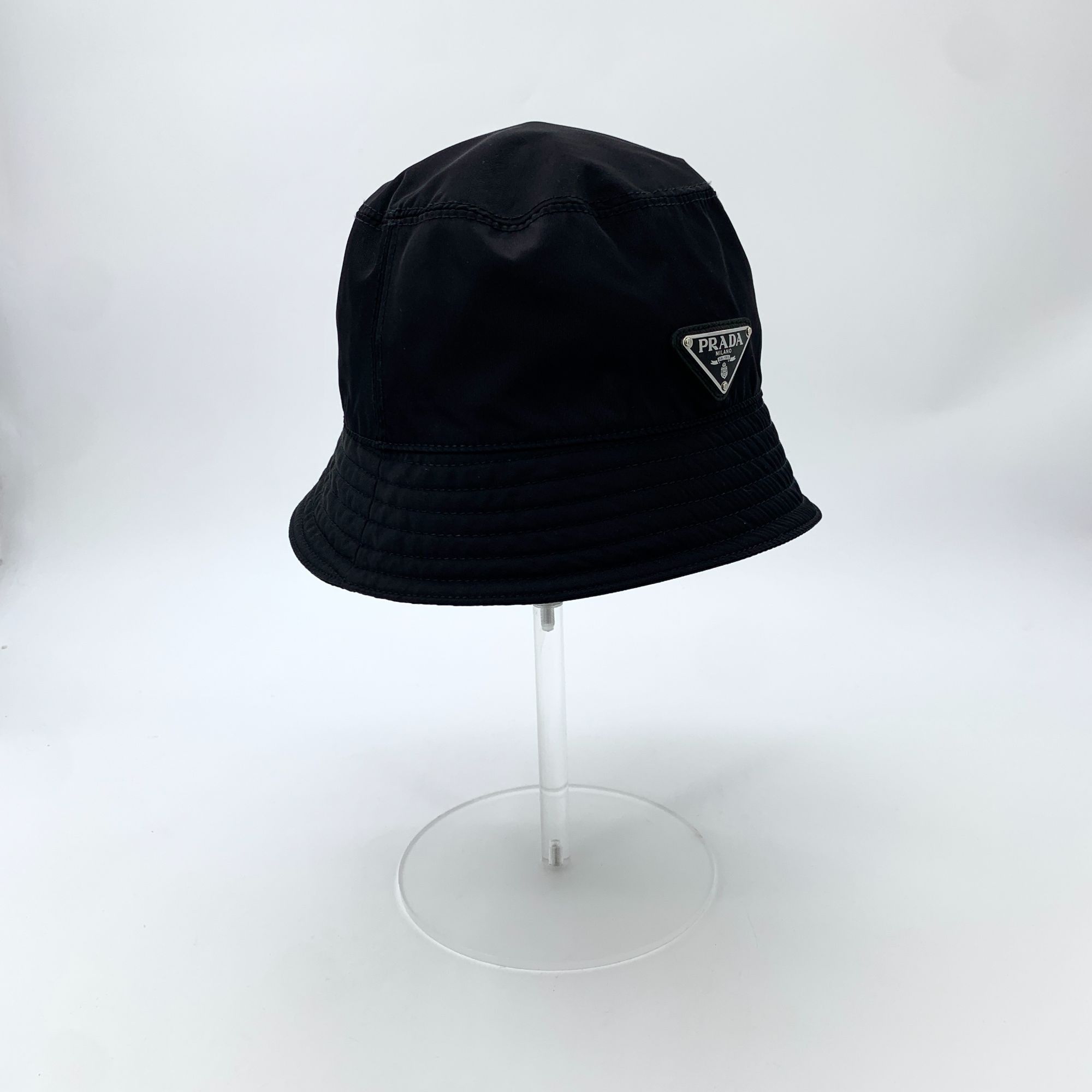 Prada Prada Black Nylon & Cotton Fisherman Hat With Triangle Logo Size ONE SIZE - 9 Thumbnail