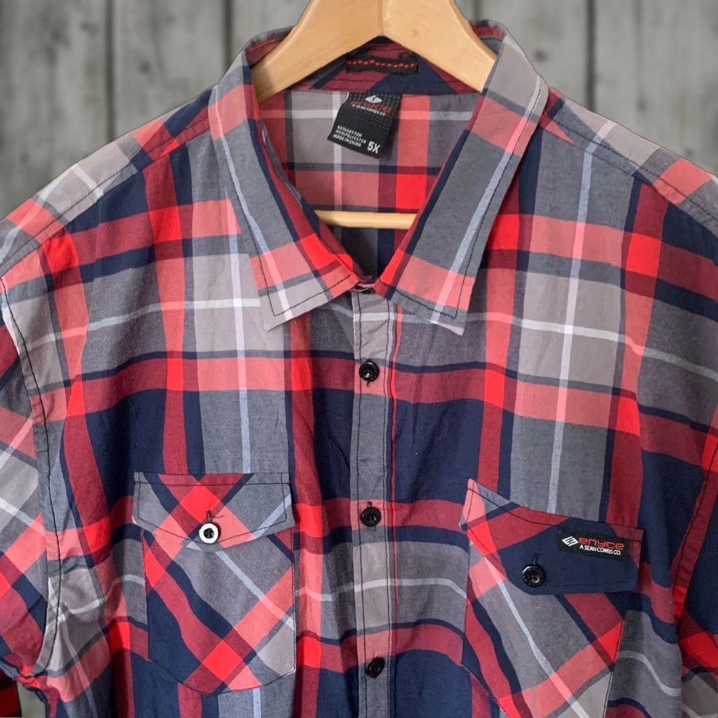 Enyce enyce Shirt Big 3X Mens Long Sleeve Button-Up Plaid Multicolor Cotton Blend Casual Urban Size US XXL / EU 58 / 5 - 1 Thumbnail