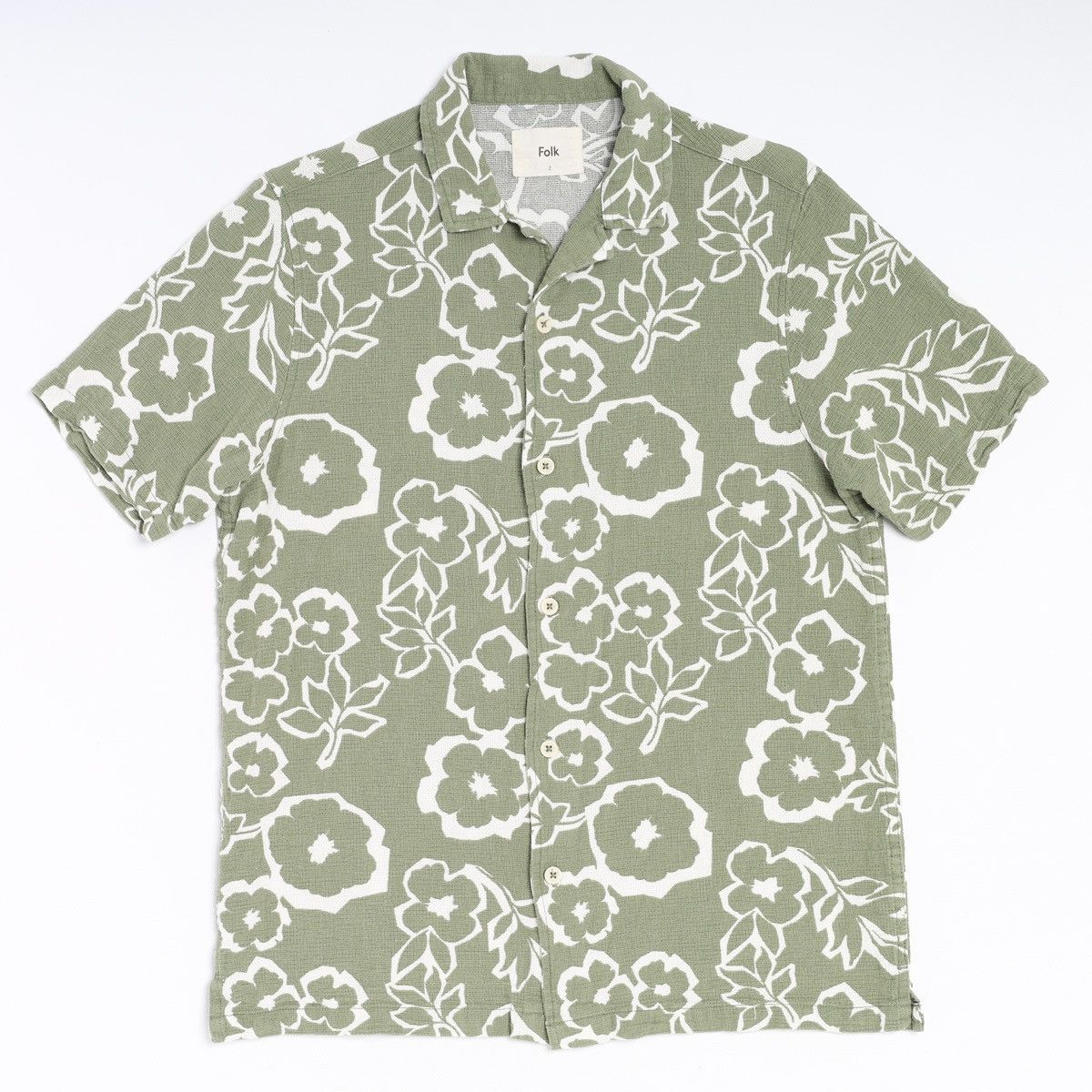 Folk Folk Printed Flower Floral Short Sleeve Shirt Green Size US S / EU 44-46 / 1 - 1 Thumbnail