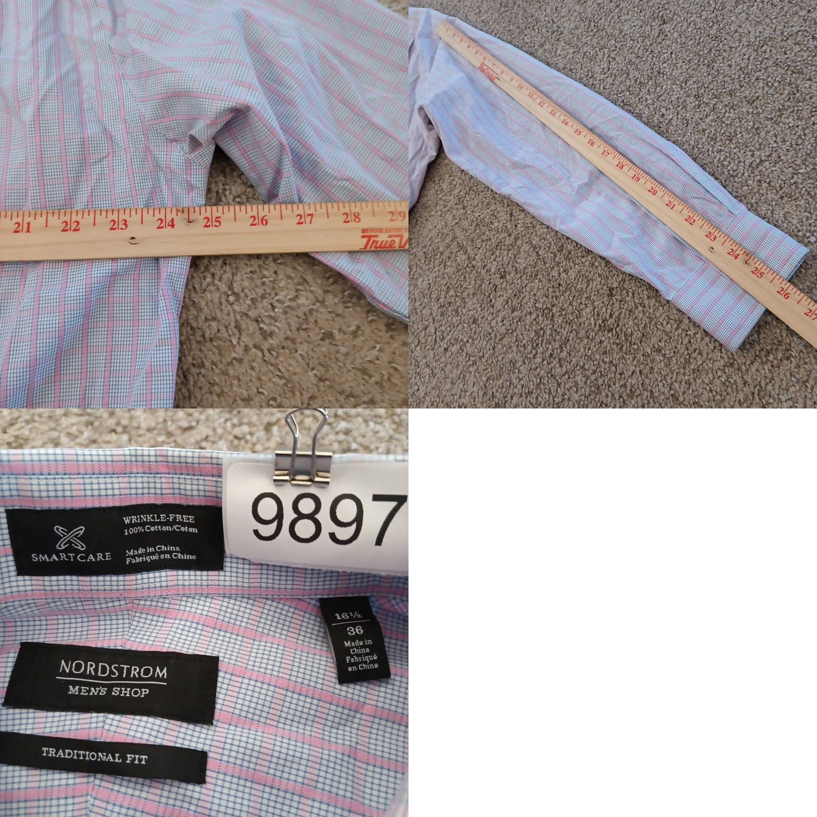 Nordstrom Nordstrom Shirt Mens 16.5 Pink Blue Plaid Long Sleeve Button Up Cotton Shirt Mens Size 16.5 Pink Plaid Cotton Button-Up Nordstrom Mens Shirt Size US XL / EU 56 / 4 - 8 Thumbnail