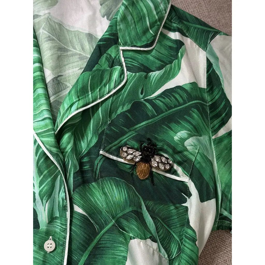 Dolce & Gabbana Dolce & Gabbana Banana Leaf Silk Wrap Blouse Tops Size 40 IT Size S / US 4 / IT 40 - 3 Thumbnail