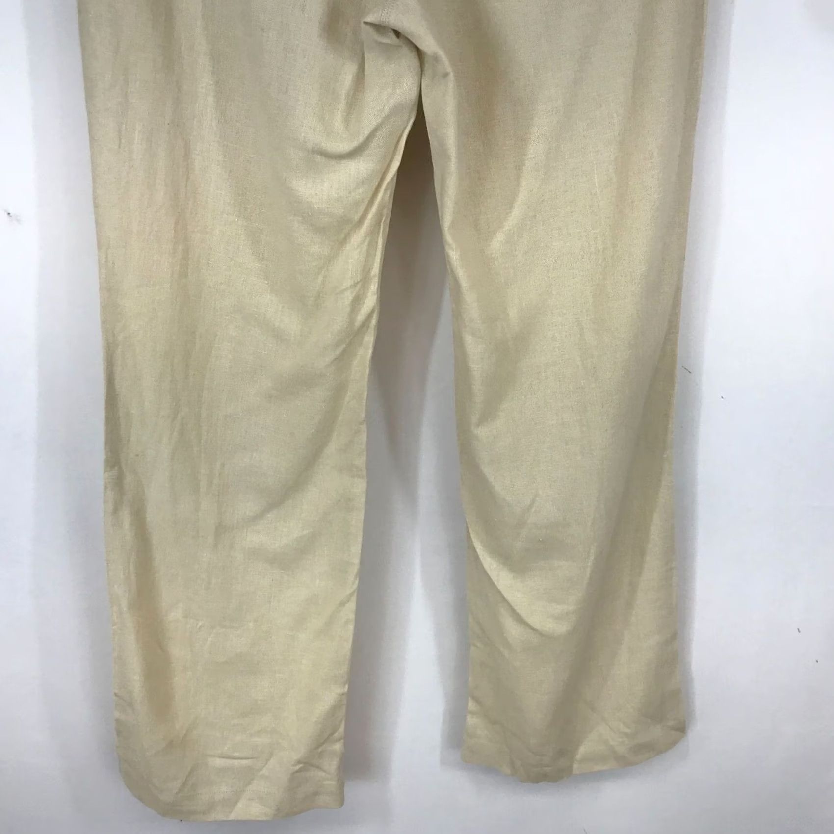 Vintage ELLEN ORTON - WOMEN'S LARGE - BEIGE LINEN BLEND PANTS - Men’s L? Size 36" / US 14 / IT 50 - 6 Thumbnail