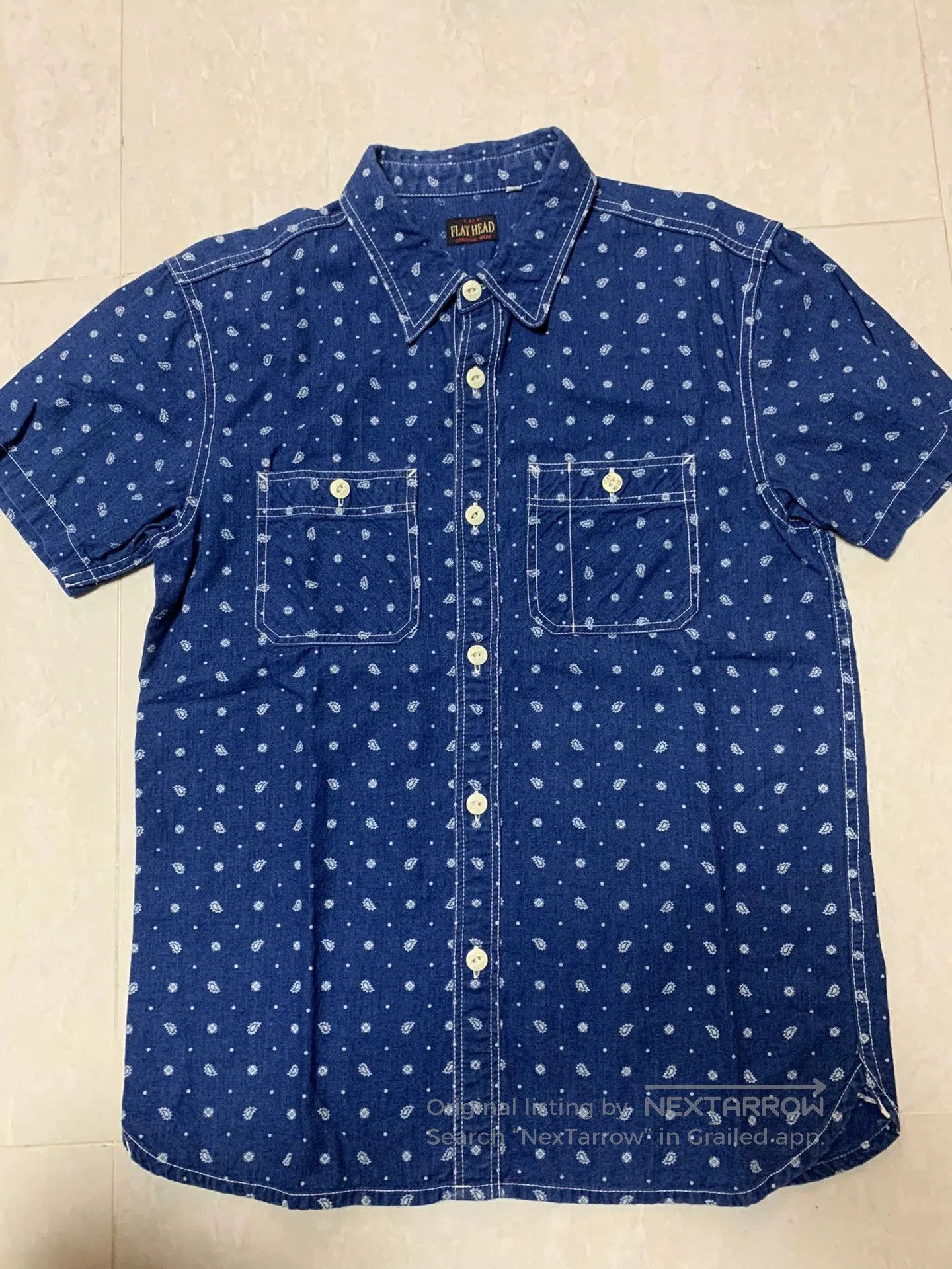 The Flat Head THE FLAT HEAD Indigo Bandana Short. Size US XXS / EU 40 - 1 Thumbnail