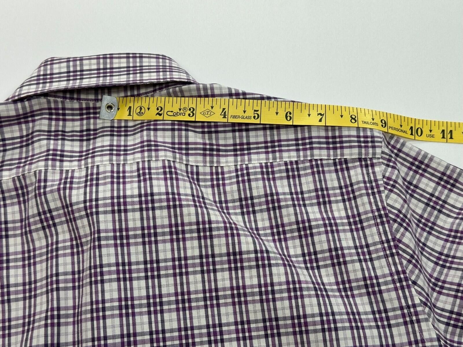 Express Express Fitted Striped/Check Button Up Purple Mens M 15-15.5 Size US M / EU 48-50 / 2 - 5 Thumbnail