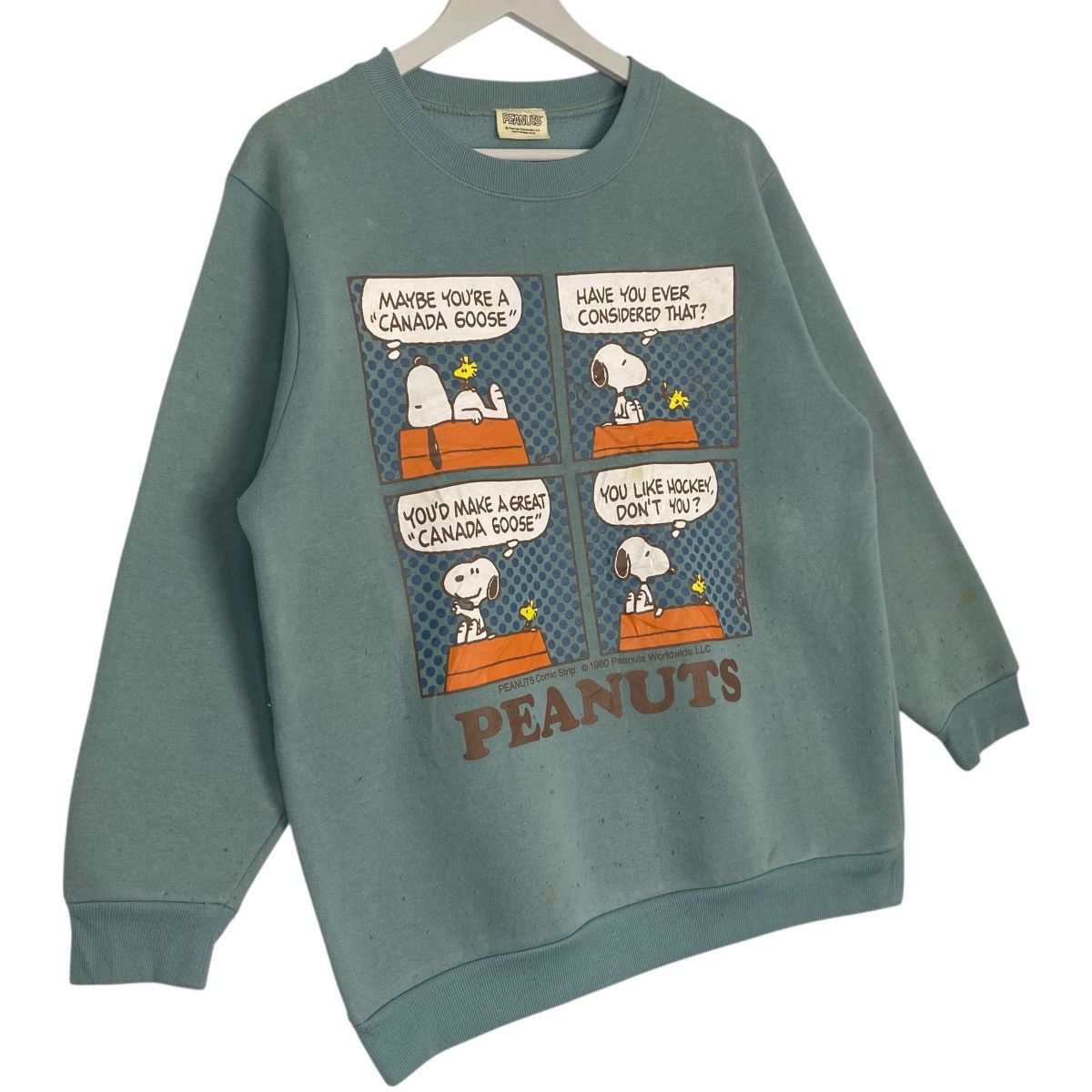Vintage Peanuts Printed Crewneck Sweatshirt Green Size L