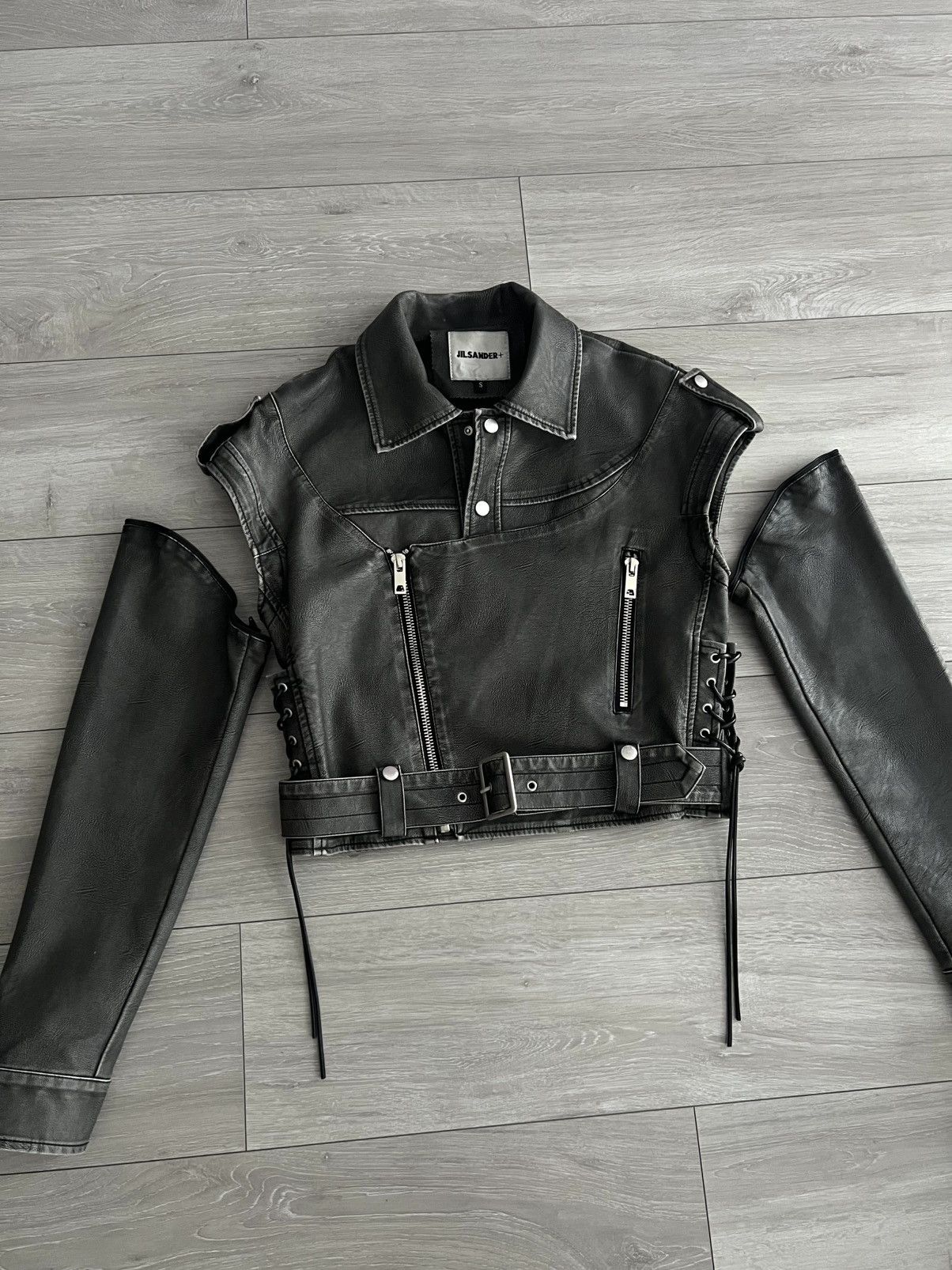 Jil Sander Jil Sander+ Biker Leather Jacket Vest Women Raf Simons Rare Size S / US 4 / IT 40 - 8 Thumbnail