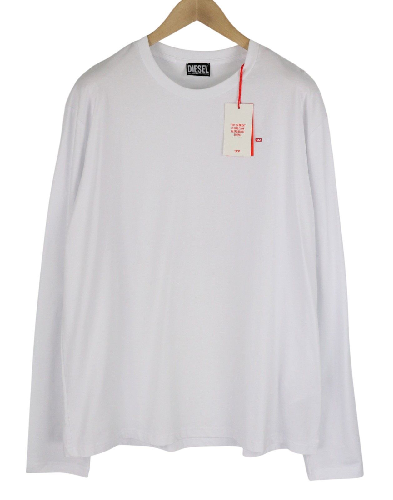 Diesel T-DIEGOR-LS-MICRODIV 3XL White Crew Neck 85118 Size US XXL / EU 58 / 5 - 1 Thumbnail