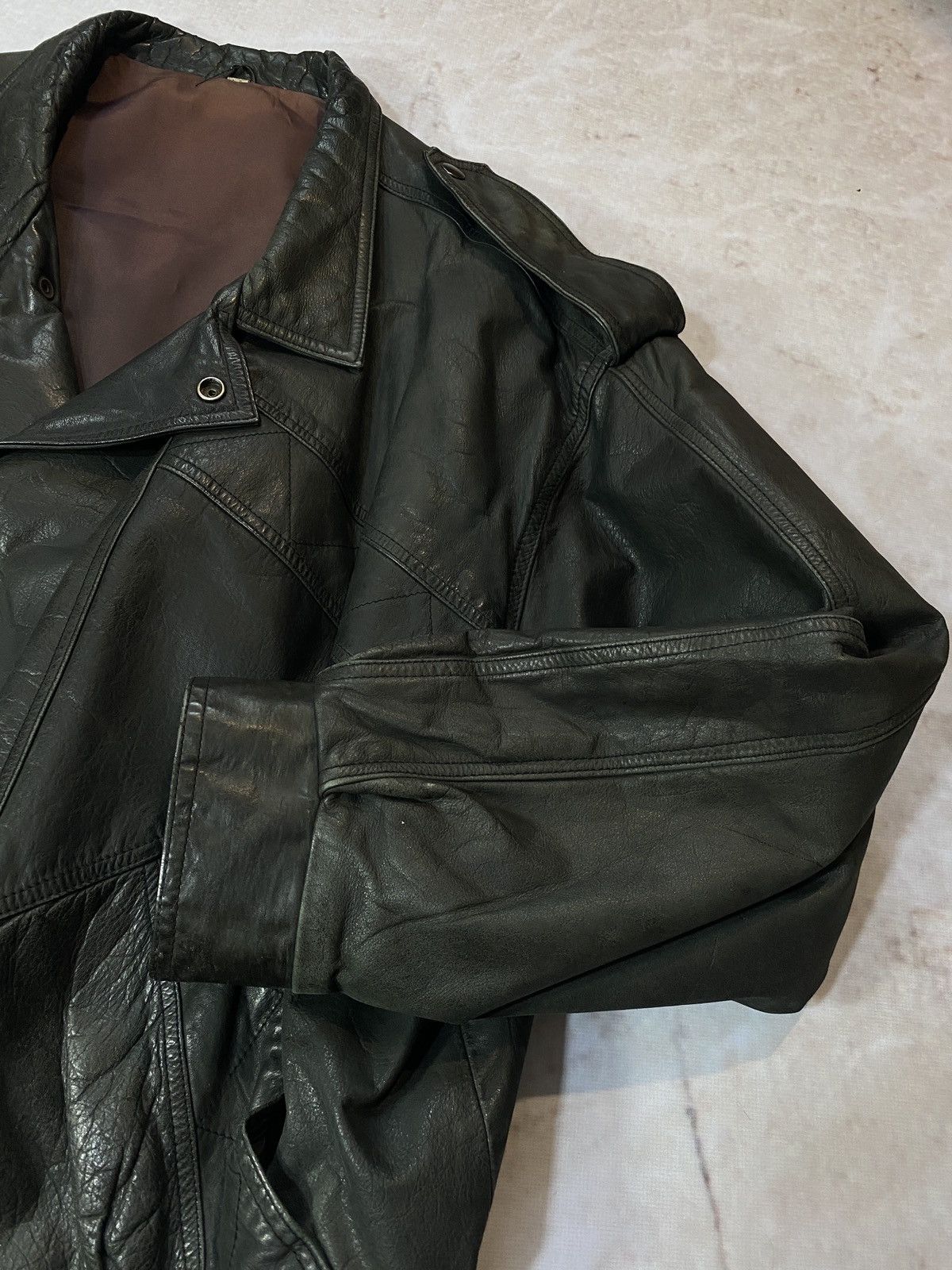 Genuine Leather × Vintage VINTAGE BIKER MOTO BLACK 90s LEATHER JACKET Size US L / EU 52-54 / 3 - 4 Thumbnail