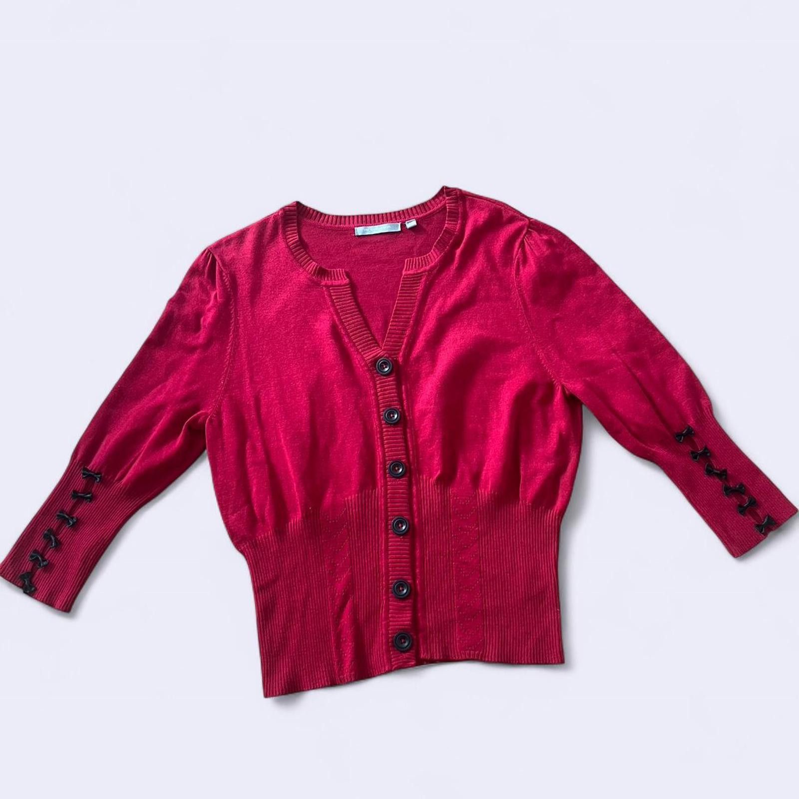 Other Red cardigan with black buttons #cardigan Size M / US 6-8 / IT 42-44 - 1 Thumbnail