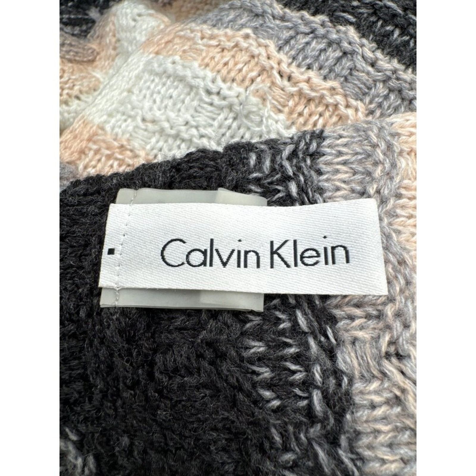 Calvin Klein Calvin Klein Striped Knit Infinity Scarf Black Beige Size ONE SIZE - 4 Thumbnail