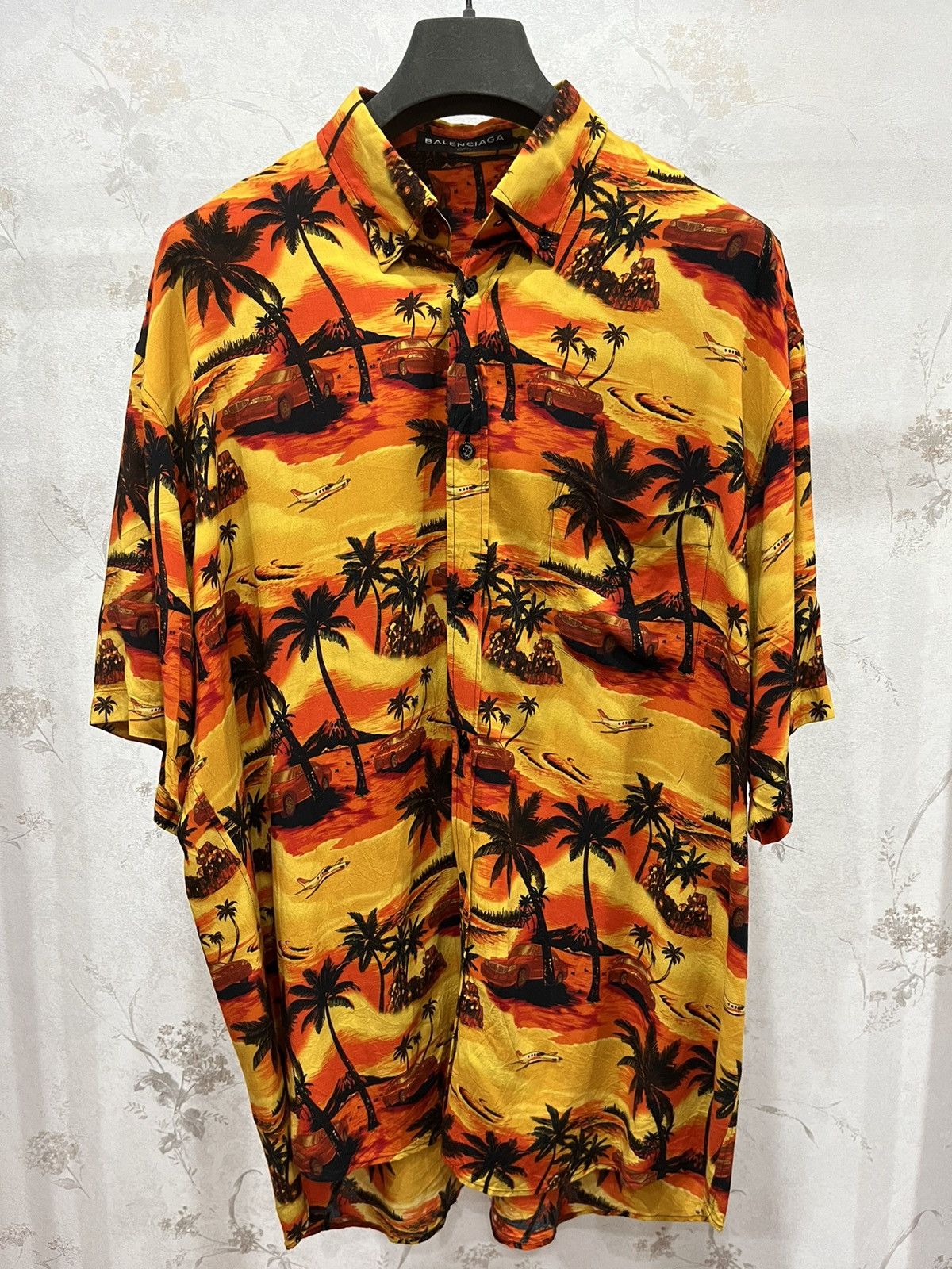 image of Balenciaga Hawaiian Shirt in Orange, Men's (Size Large)