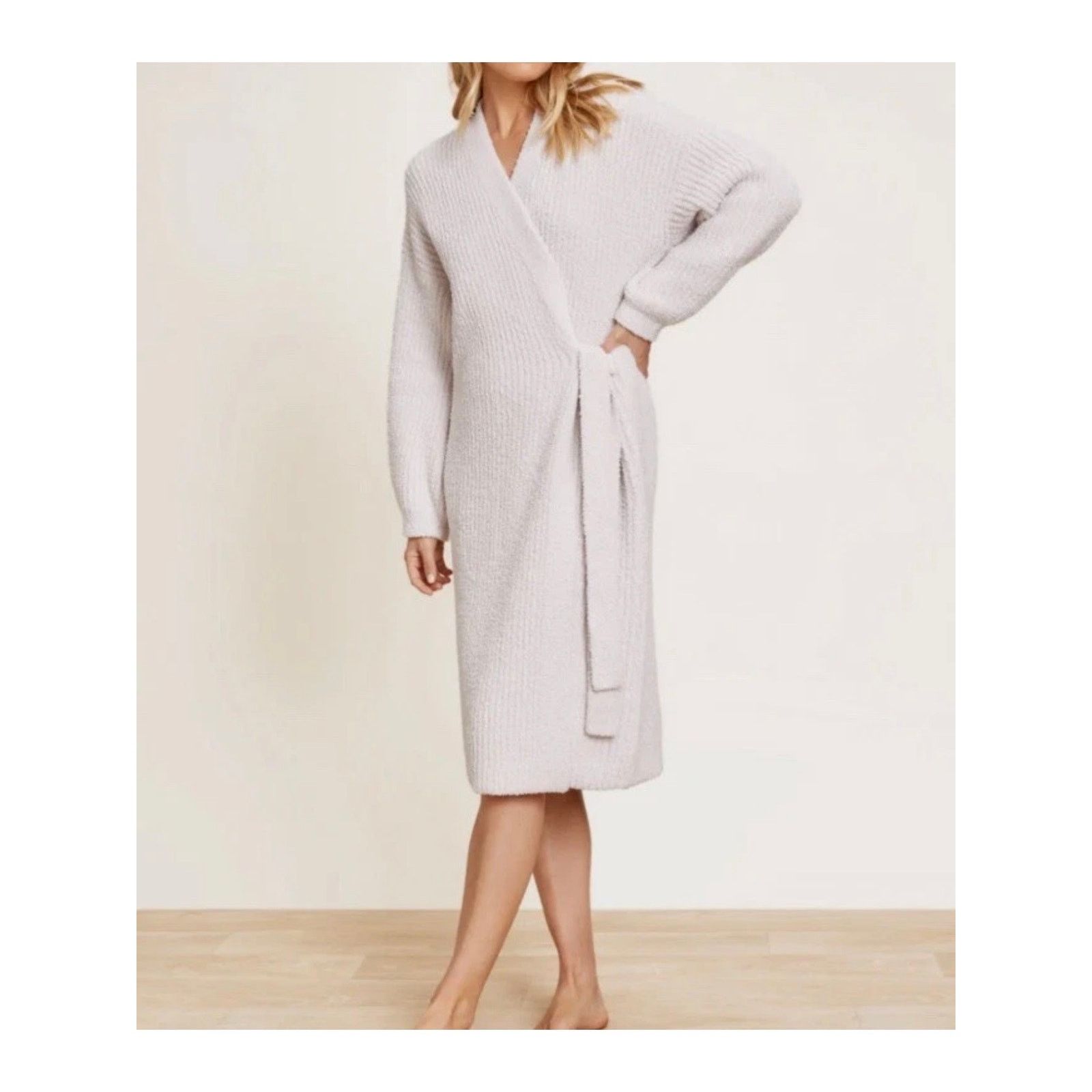 Other Barefoot Dreams CozyChic Knit Side Tie Ribbed Robe Almond XL Size ONE SIZE - 9 Thumbnail