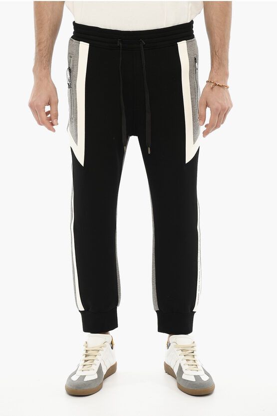image of Neil Barrett Skinny Fit Two-Tone Neoprene Joggers in Nero/Grigio, Men's (Size 31)