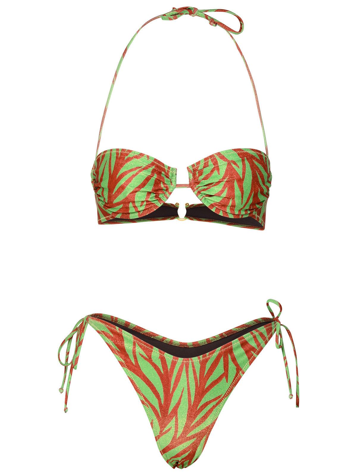 image of Reina Olga 'penny' Orange Polyamide Blend Bikini Set, Women's (Size Large)