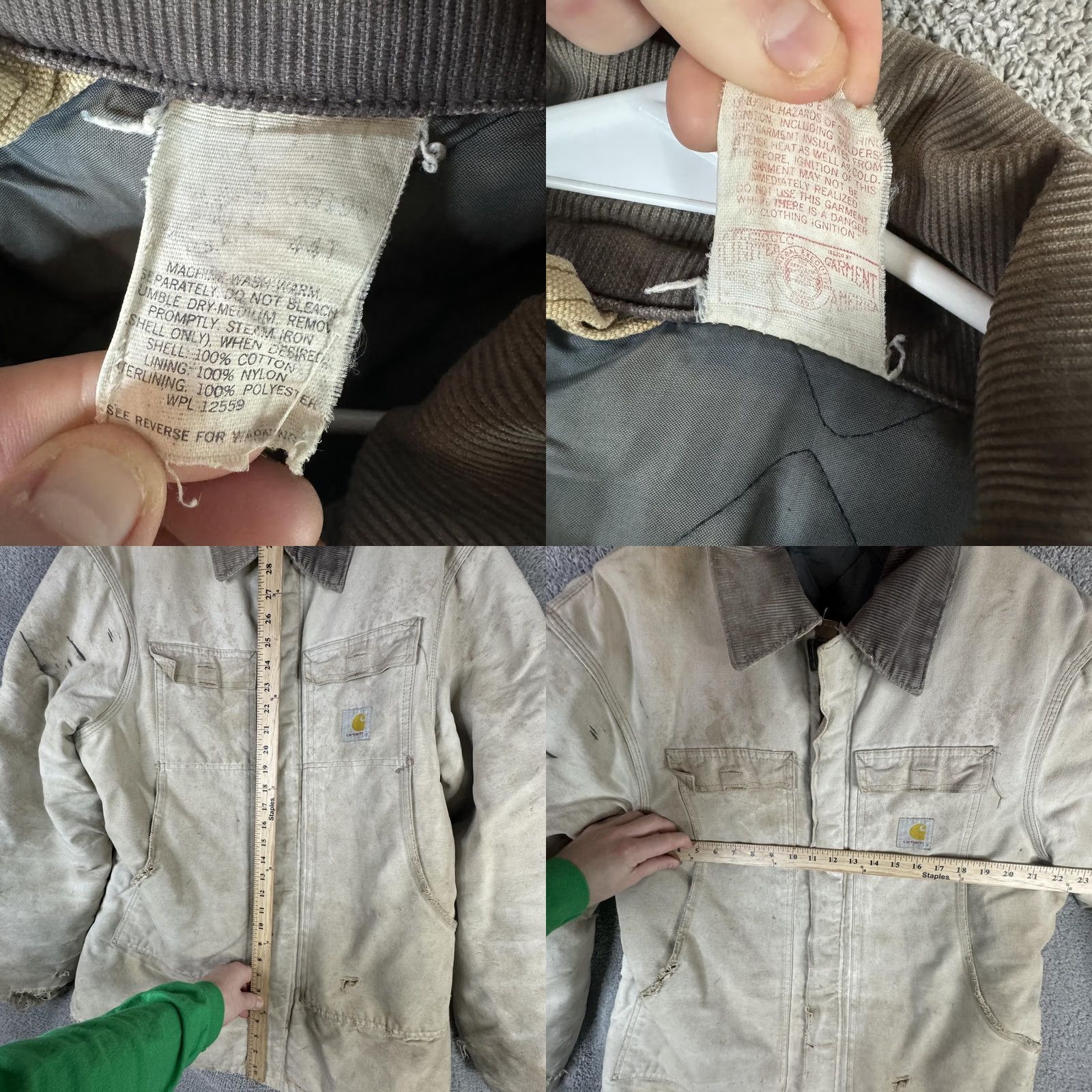 Carhartt VINTAGE Carhartt Coat Mens L Beige Canvas Work Duck Insulated Jacket Workwear Size US L / EU 52-54 / 3 - 9 Thumbnail
