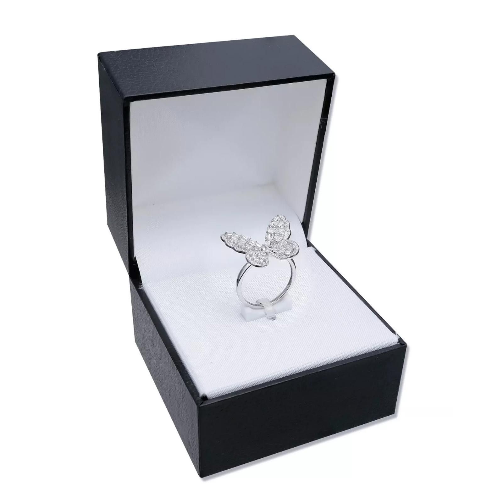 Macys Cubic Zirconia Baguette Butterfly Ring Sterling Silver Size8 Size ONE SIZE - 4 Thumbnail