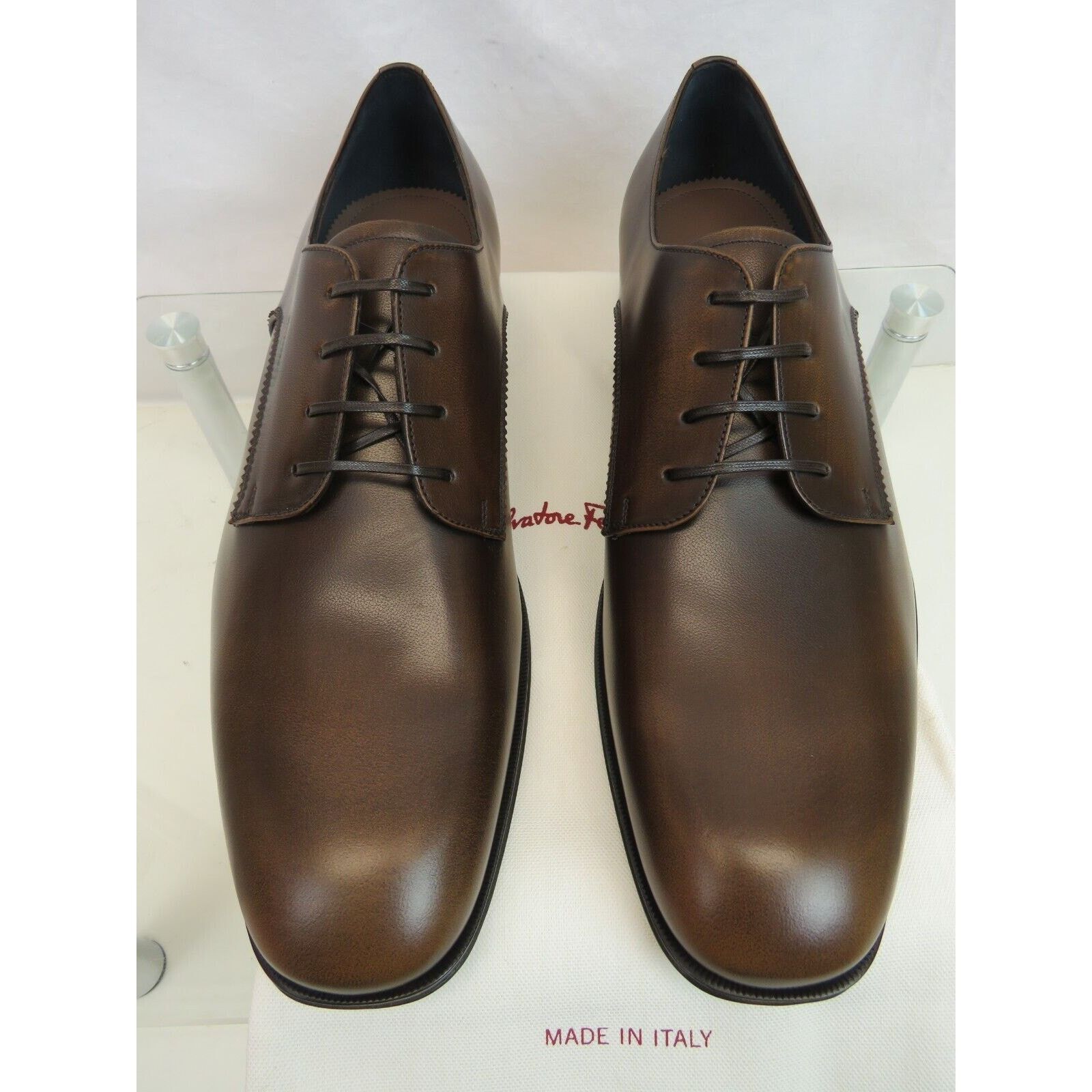 Salvatore Ferragamo FERRAGAMO DANIEL BURNISHED BROWN LEATHER LACE OXFORDS 9.5 E Size US 9.5 / EU 42-43 - 6 Thumbnail
