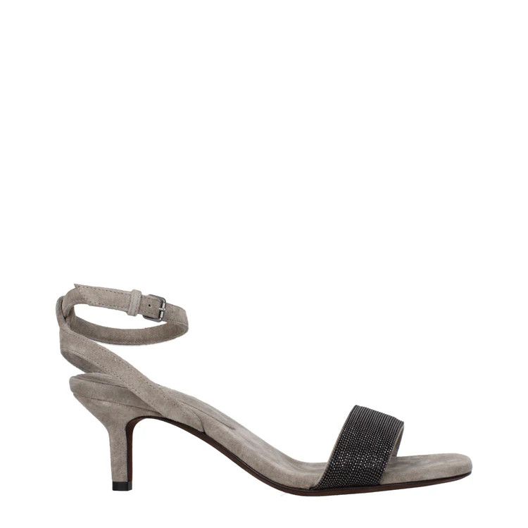 Brunello Cucinelli ob1o1e1024 Suede Sandals in Grey Size US 6 / IT 36 - 1 Thumbnail