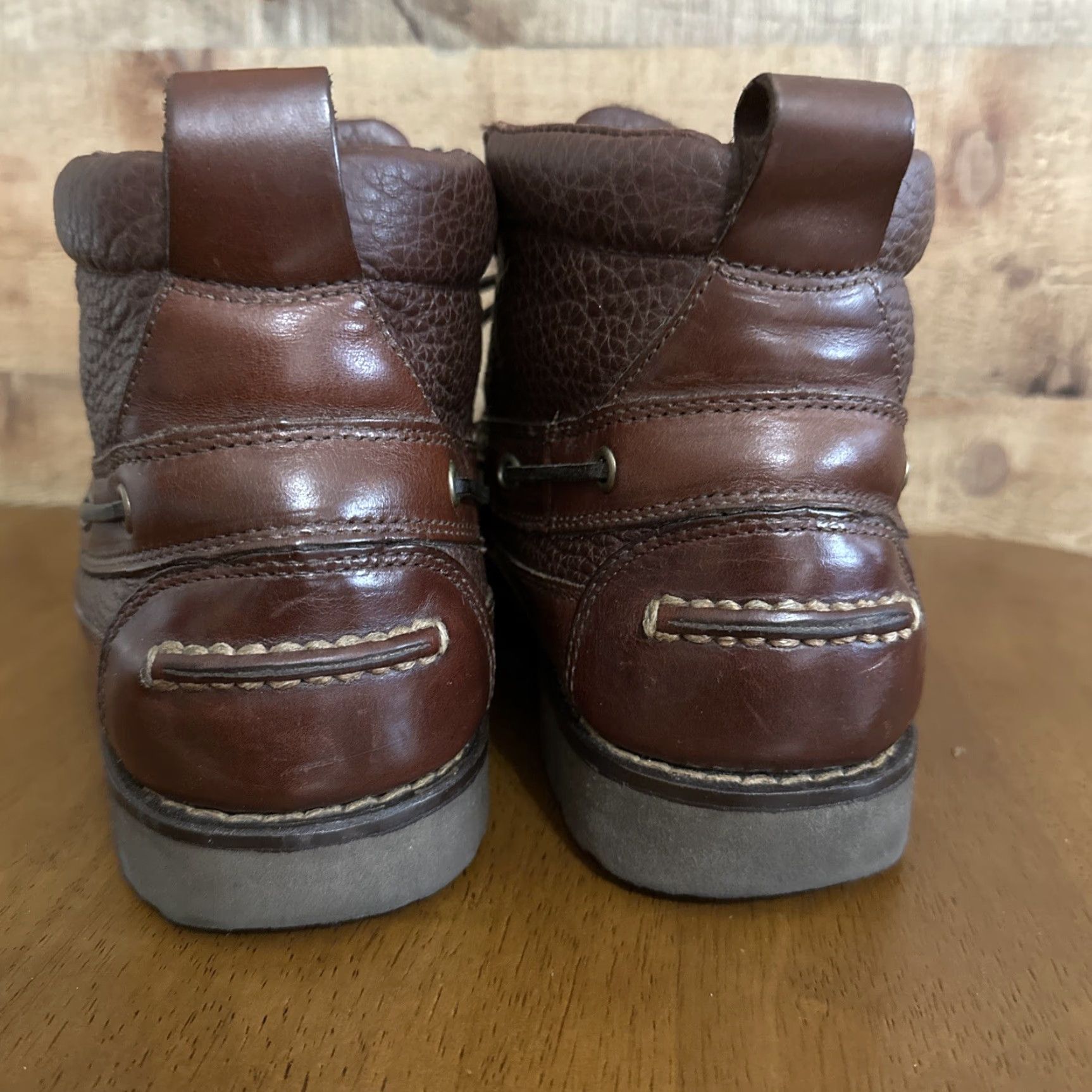 Vintage L.L. Bean East Point Men's Brown Leather Boots Size 10.5 D Boots Brown Leather East Point Men's RN71341 273824 Size US 11 / EU 44 - 4 Thumbnail