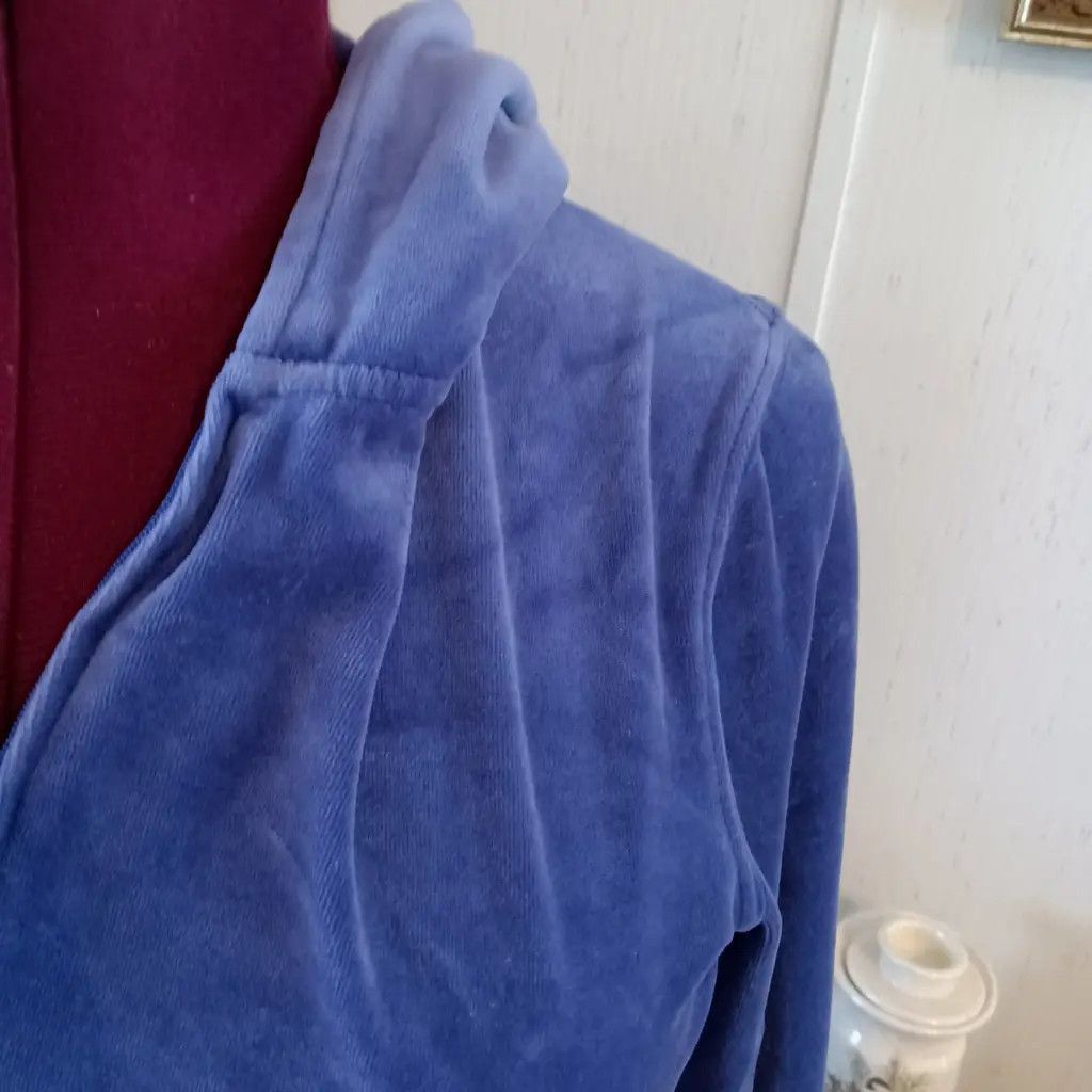 Victoria's Secret Juicy Couture Blue Velour Zip Hoodie Size L / US 10 / IT 46 - 7 Thumbnail