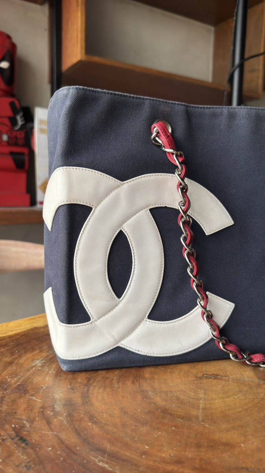 Chanel Chanel Tote “5” in Navy Blue Canvas And Quilted Silver Size ONE SIZE - 2 Thumbnail