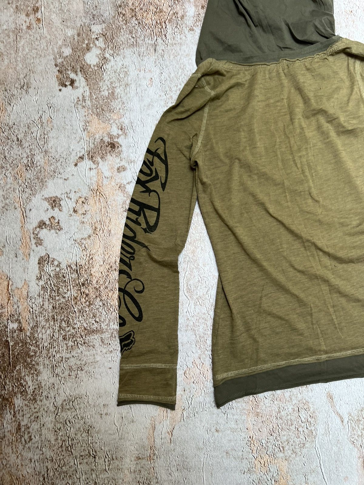 Japanese Brand Fox Racing vintage khaki hoodie Size S / US 4 / IT 40 - 6 Thumbnail