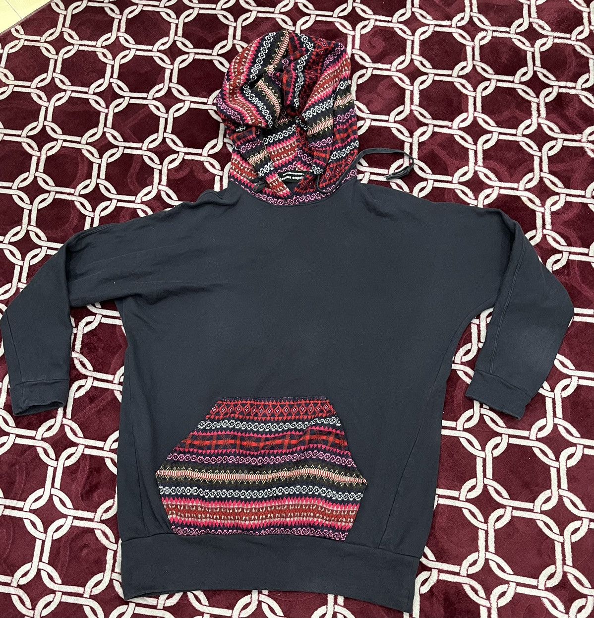 image of Issey Miyake x Mercibeaucoup Vintage Mercibeaucoup Jevous Enprie Navajo Hooodie in Navy (Size Large