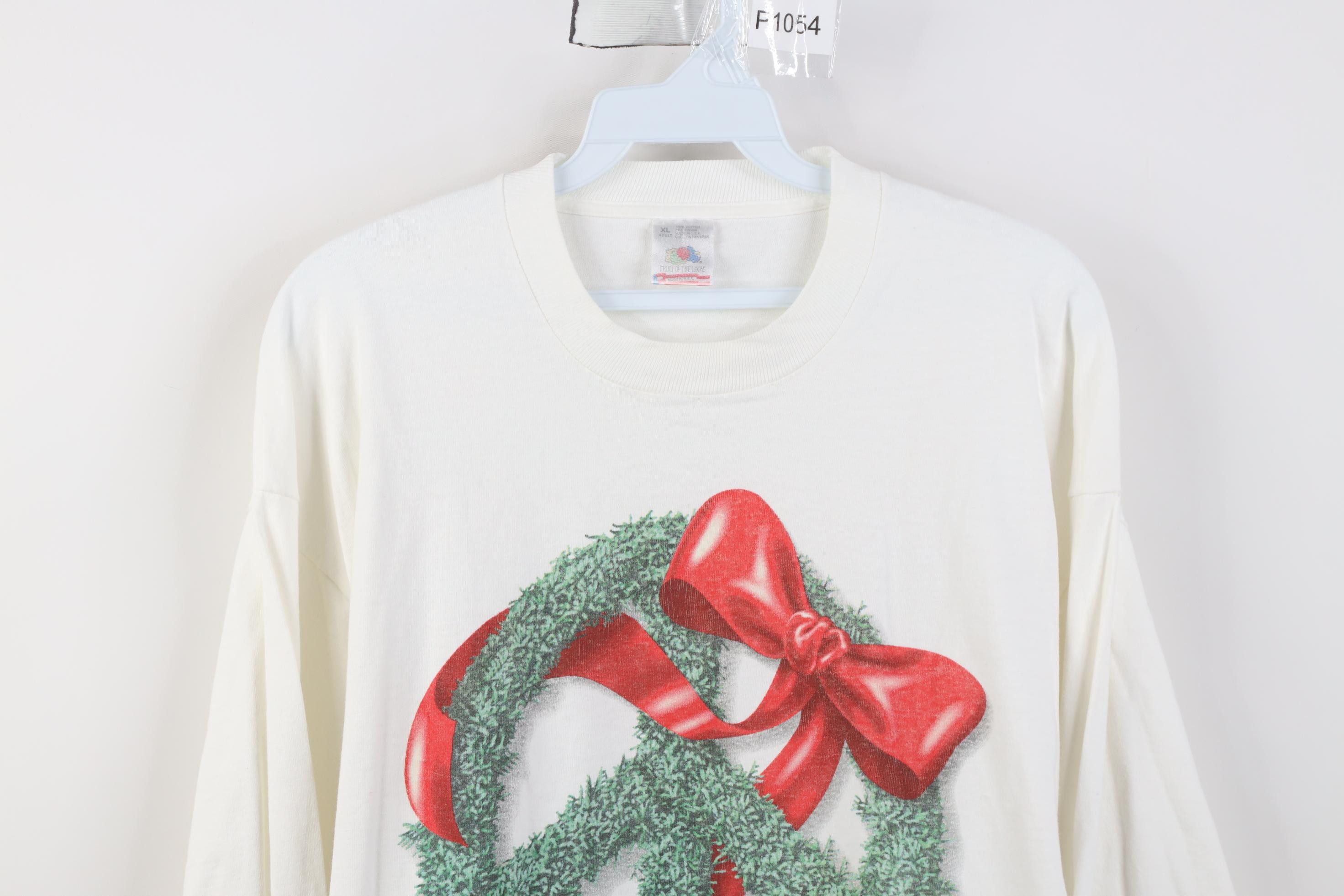 Vintage Vintage 90s Christmas Wreath Peace Sign Long Sleeve T-Shirt Size US XL / EU 56 / 4 - 2 Thumbnail